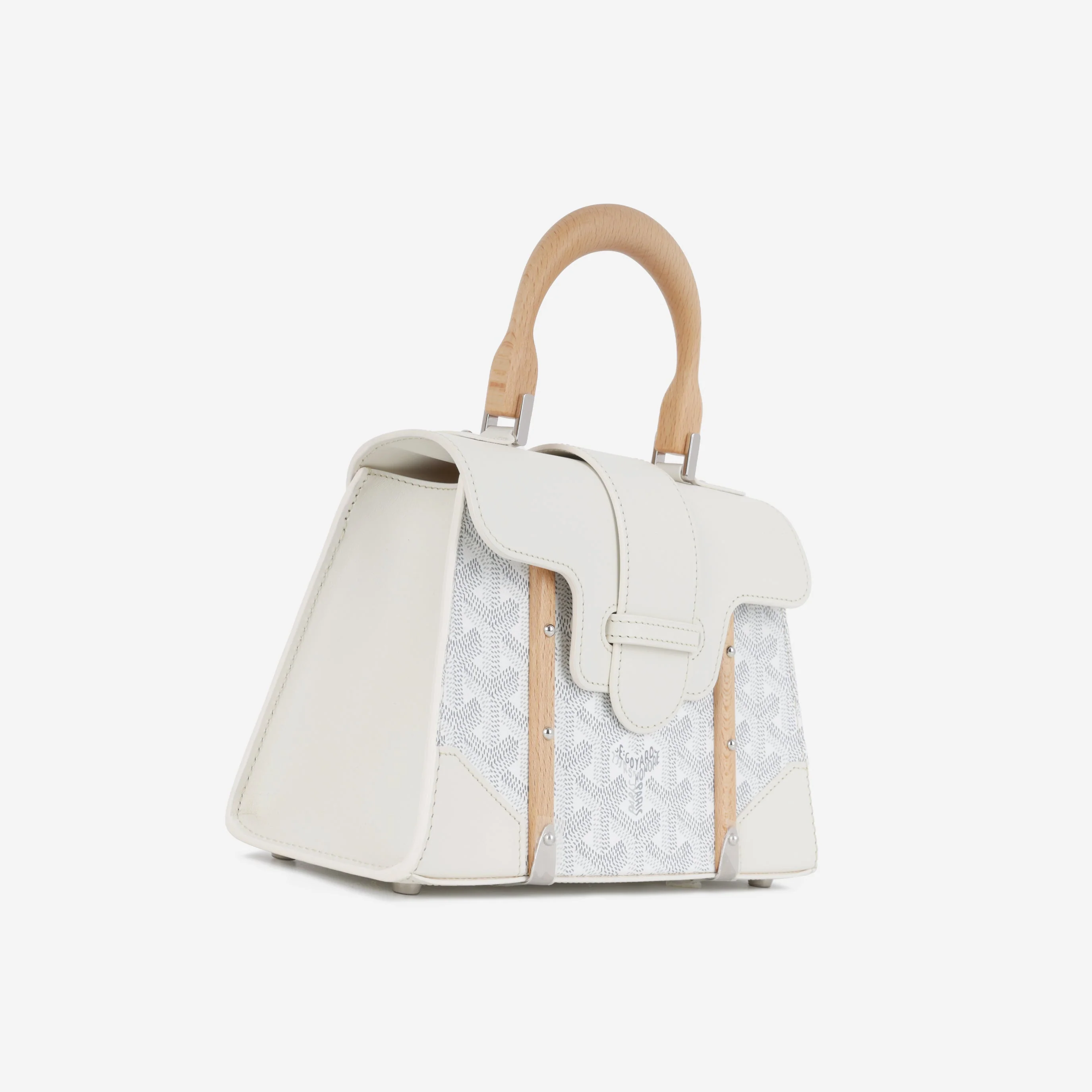 Goyard Saïgon Structuré PM Bag - White Goyardine / Calfskin | Palladium Hardware - Image 2