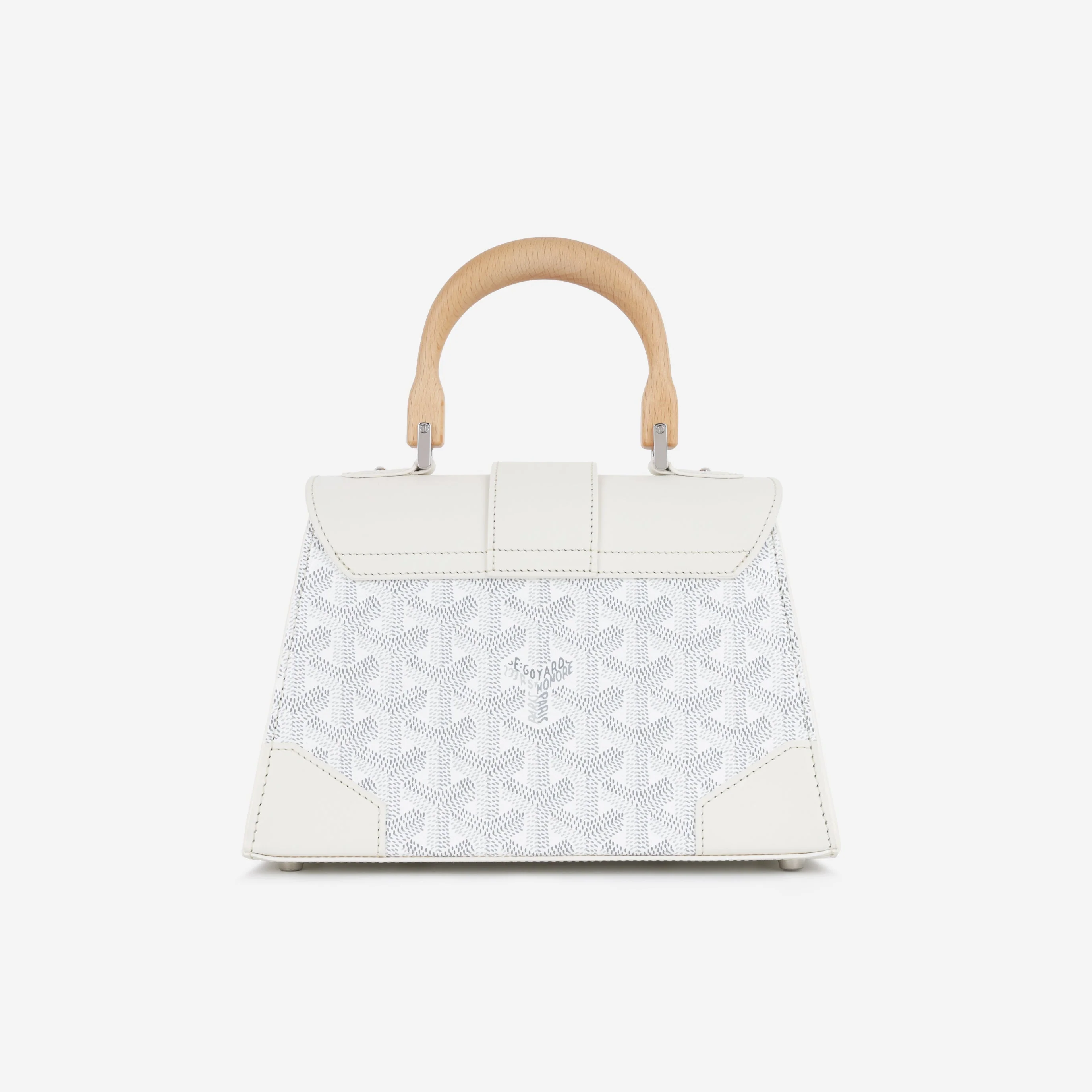 Goyard Saïgon Structuré PM Bag - White Goyardine / Calfskin | Palladium Hardware - Image 3