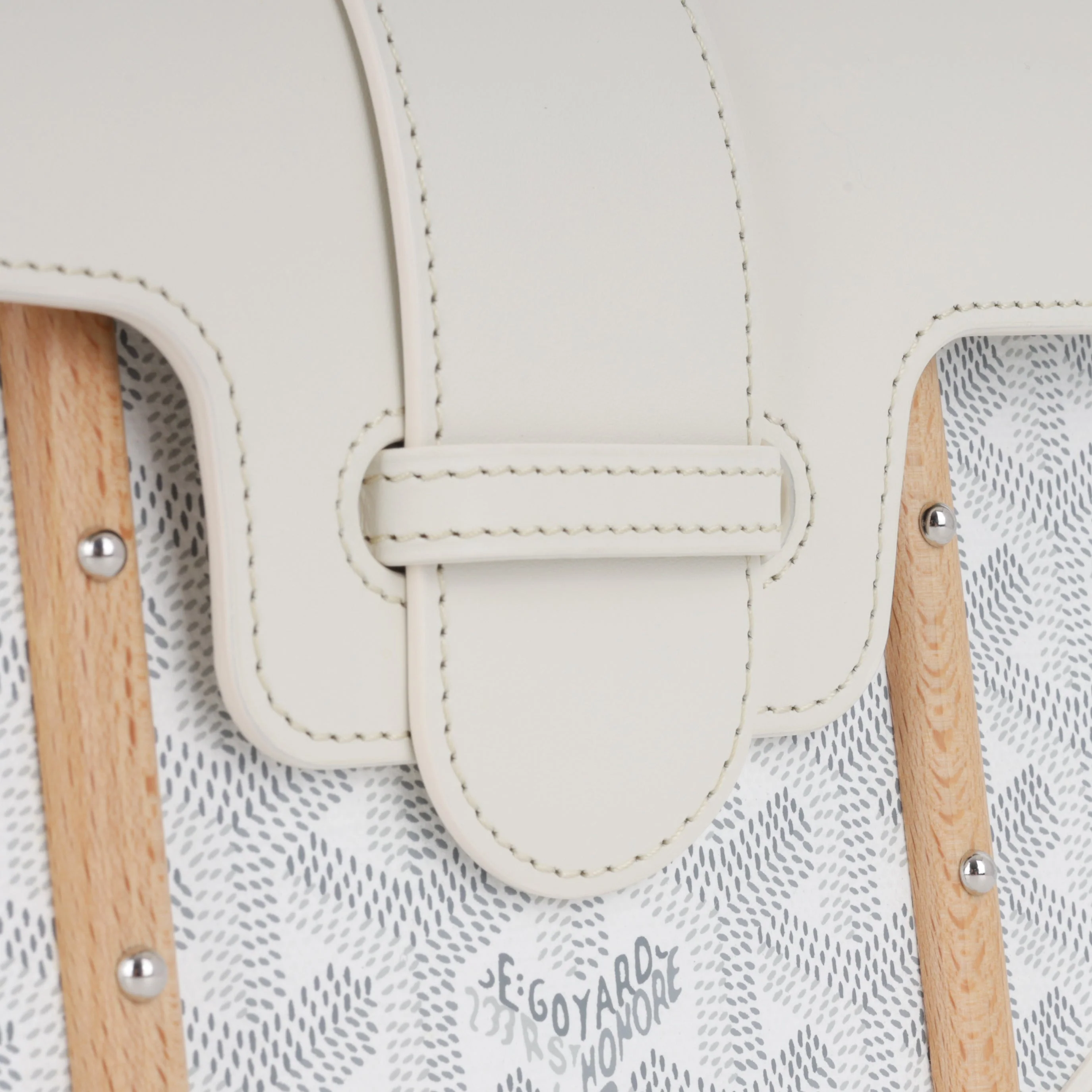 Goyard Saïgon Structuré PM Bag - White Goyardine / Calfskin | Palladium Hardware - Image 5