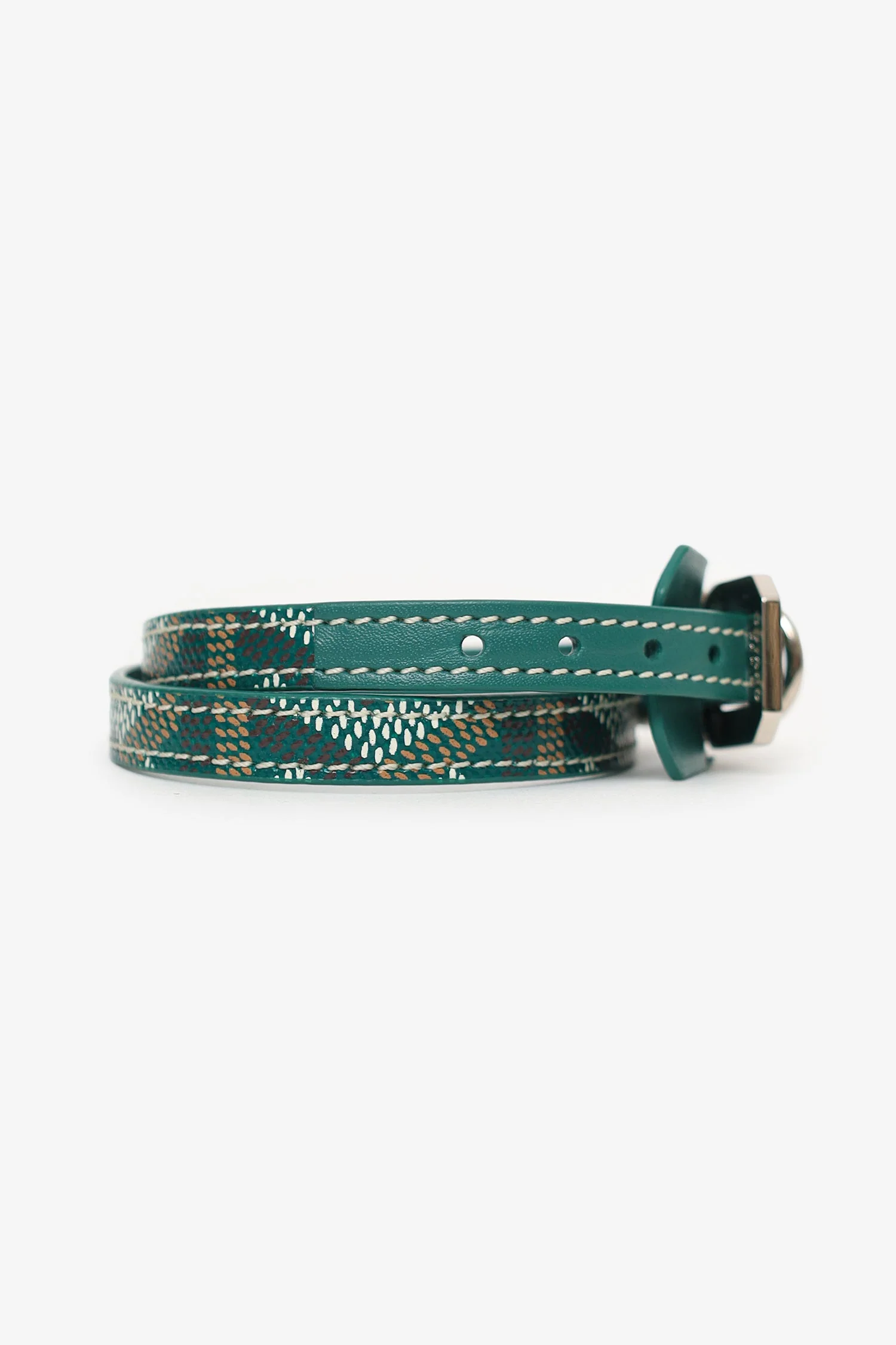 Goyard Green Leather Edmond Double Wrap Bracelet - Image 4