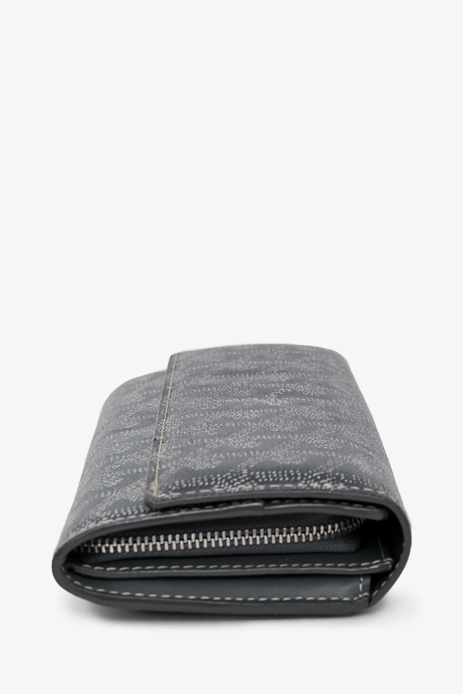 Goyard Grey Canvas/Leather Goyardine Long Wallet - Image 4