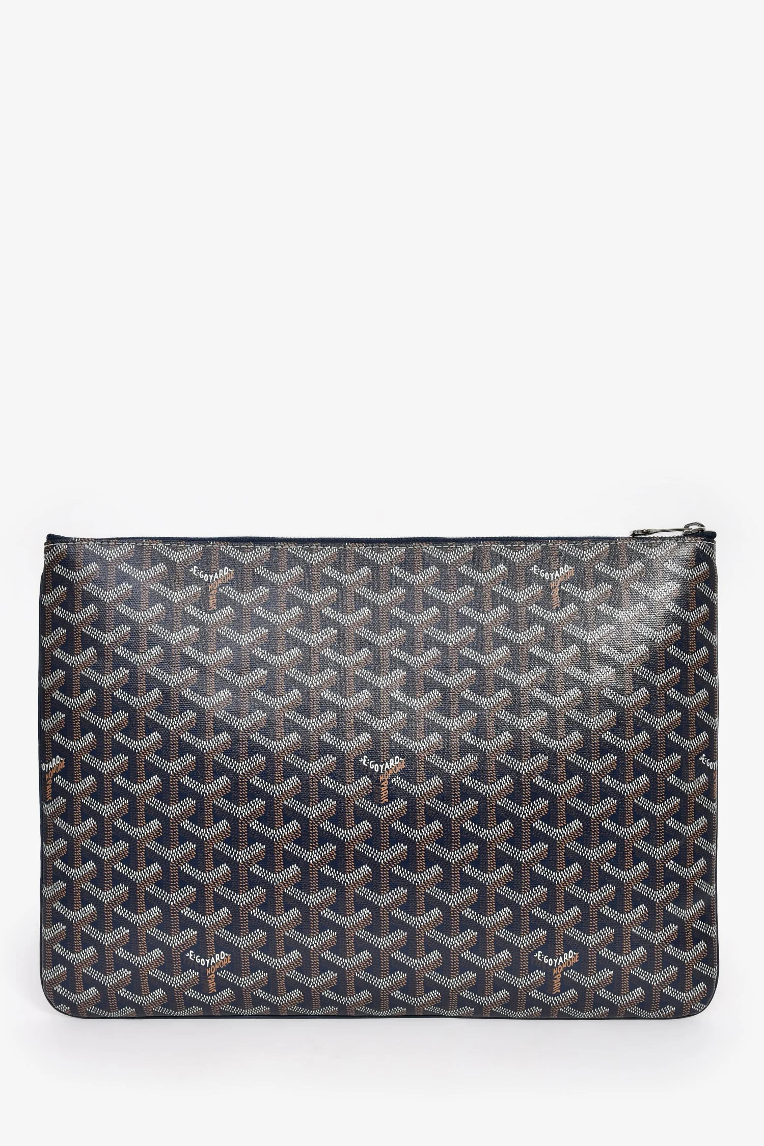 Goyard Navy Blue Goyardine Pochette Senat GM Zip Pouch - Image 2