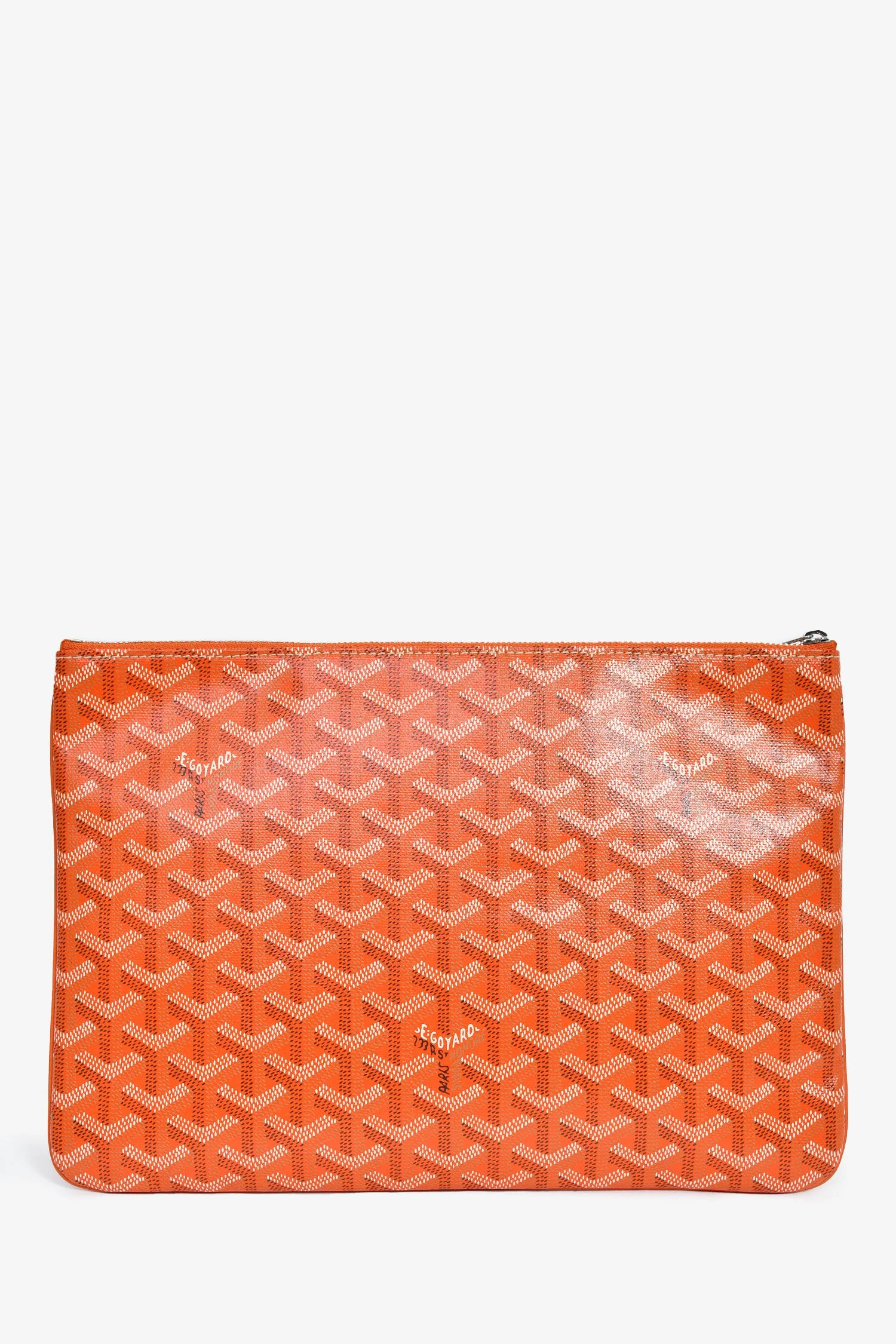 Goyard Orange Goyardine Zip Senat Pouch MM - Image 2