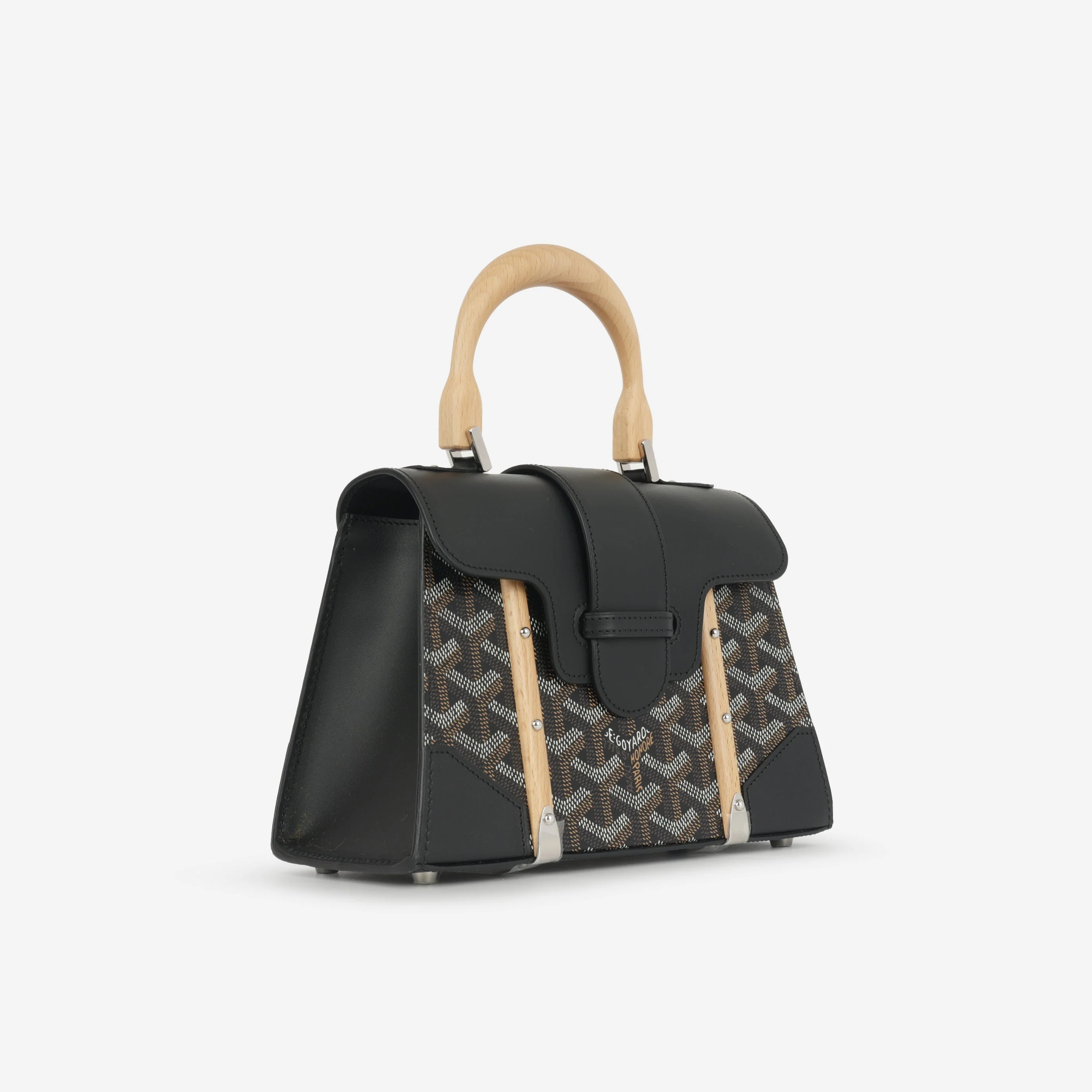 Goyard Saïgon Structuré Mini Bag - Black Goyardine Canvas | Palladium Hardware - Image 2