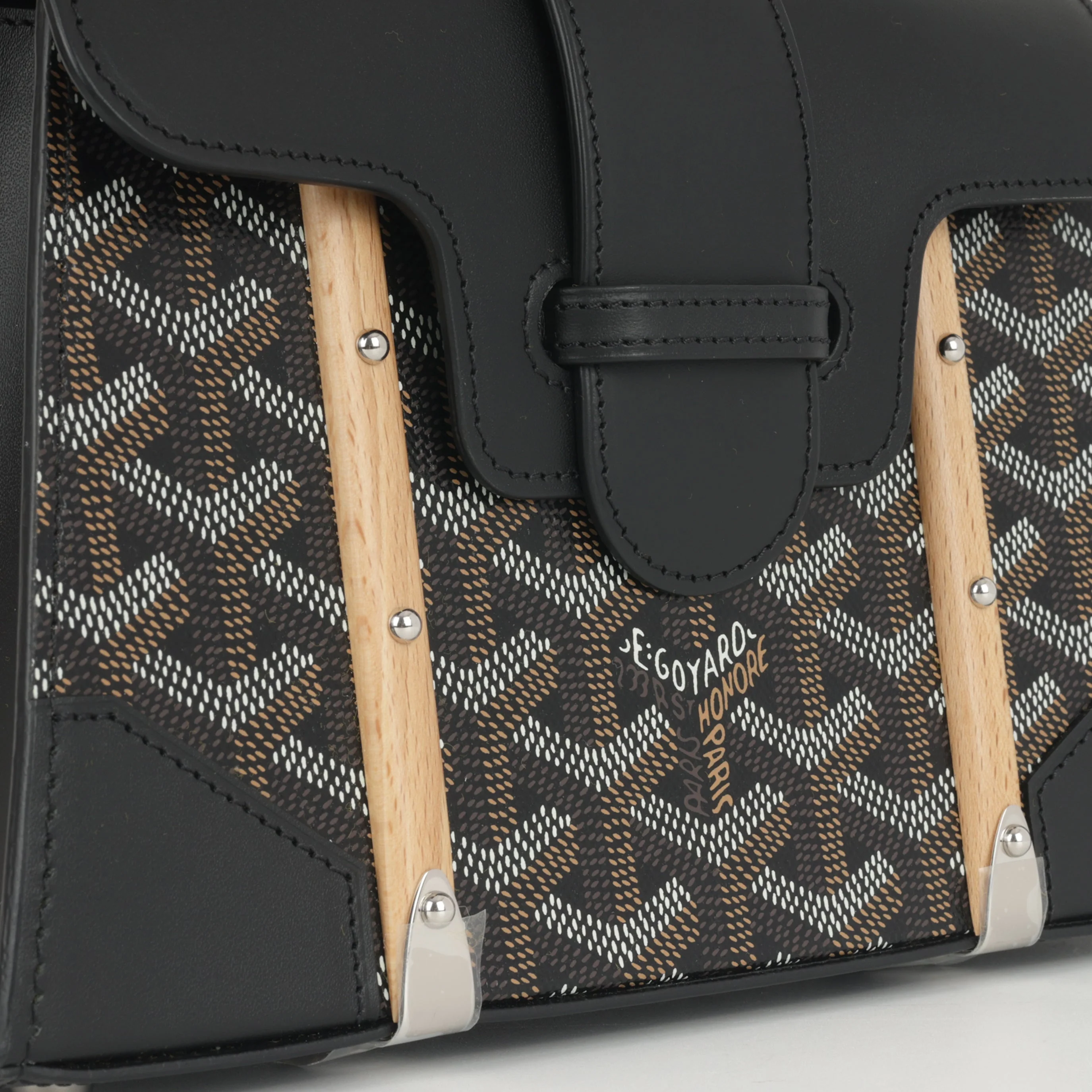 Goyard Saïgon Structuré Mini Bag - Black Goyardine Canvas | Palladium Hardware - Image 5
