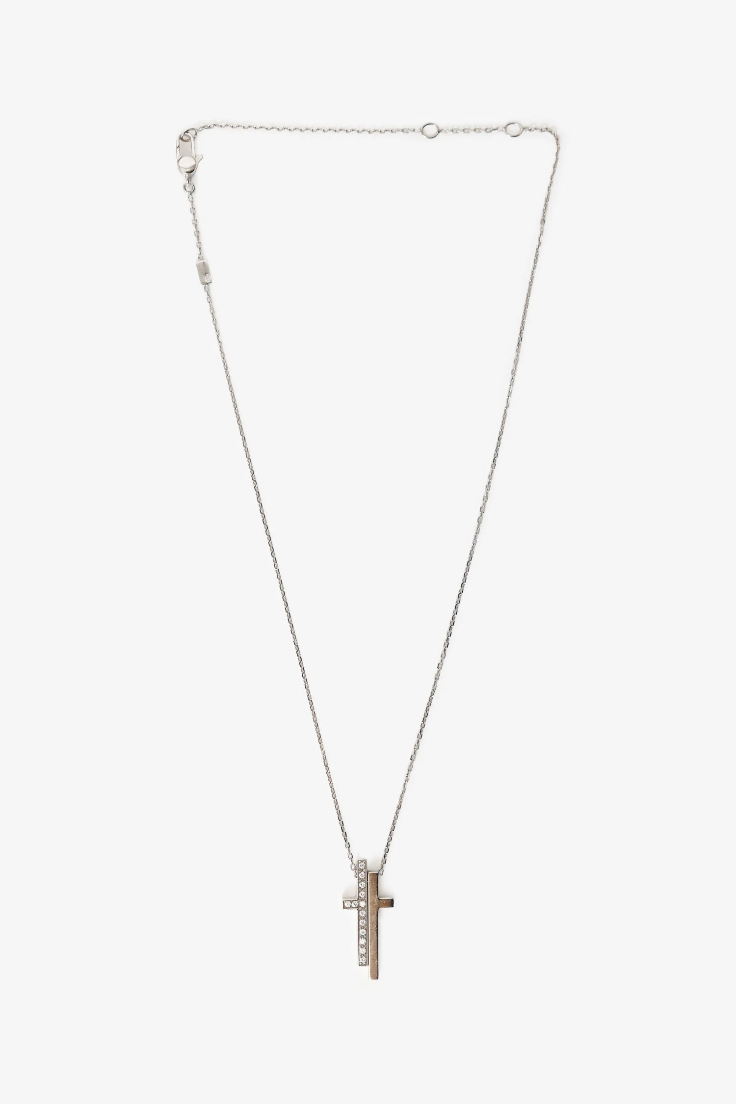 Gucci 18k White Gold Diamond Separate Cross Necklace - Image 2