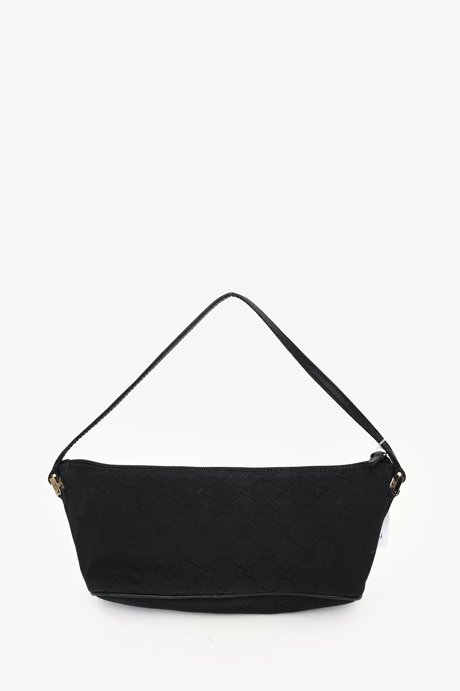 Gucci 2000 Vintage Black GG Canvas Boat Pochette Shoulder Bag - Image 3