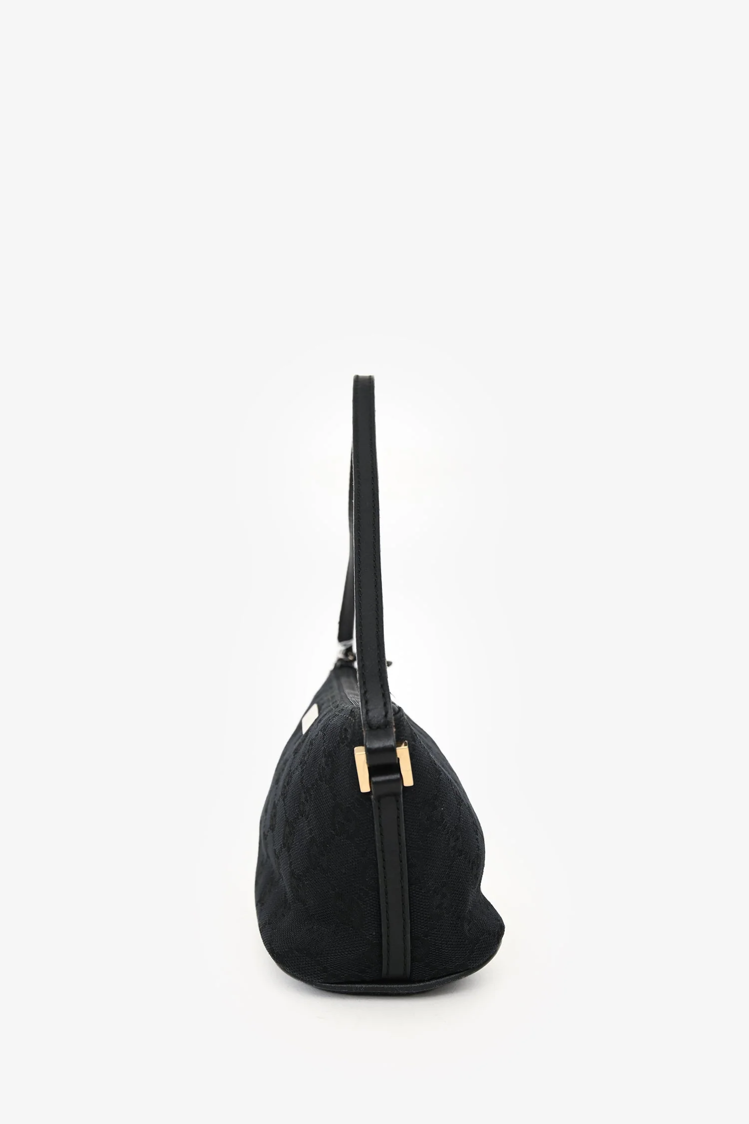 Gucci 2000 Vintage Black GG Canvas Boat Pochette Shoulder Bag - Image 4