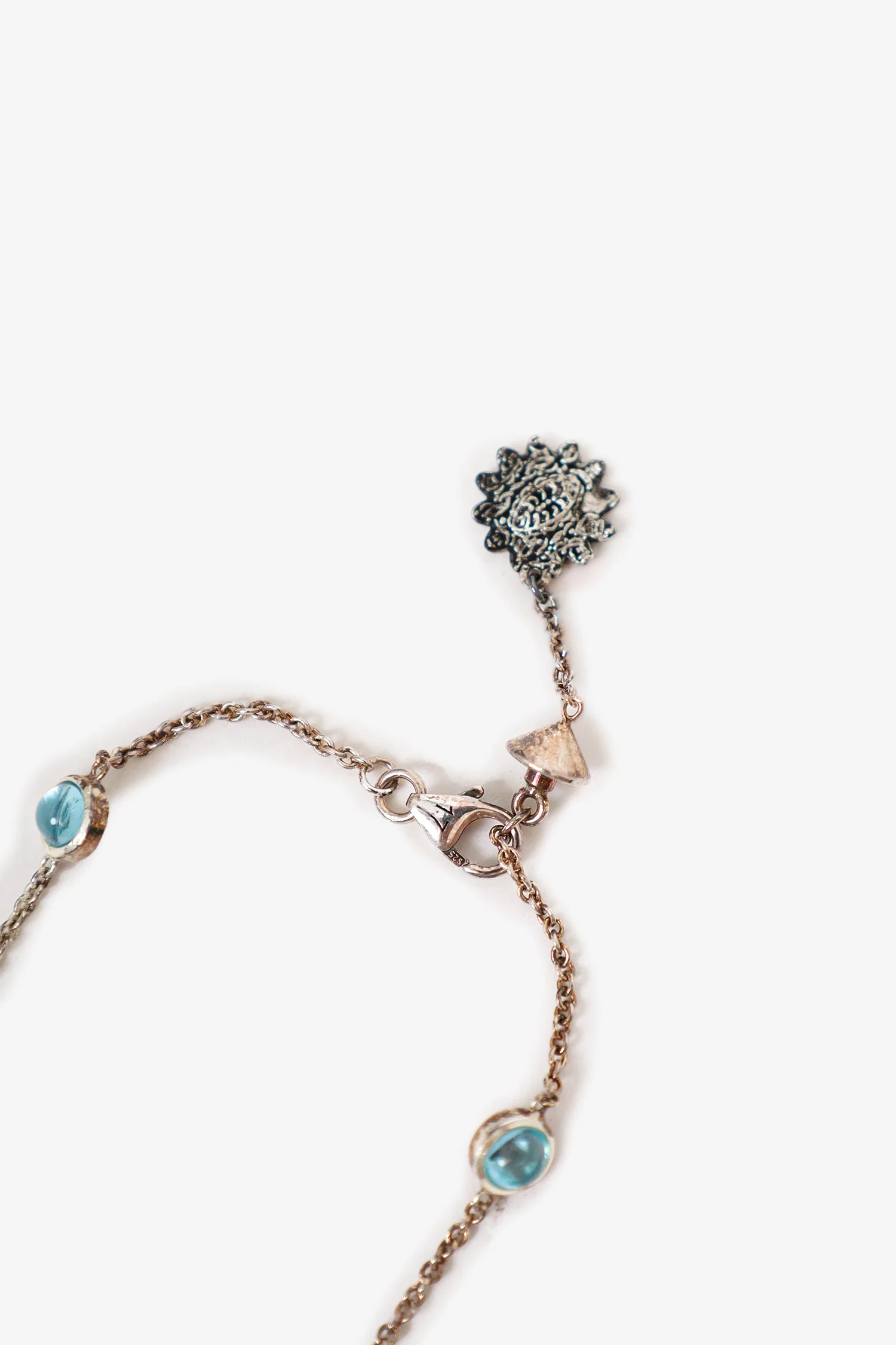 Gucci 925 Sterling Silver Double G Flower Chain Bracelet - Image 4
