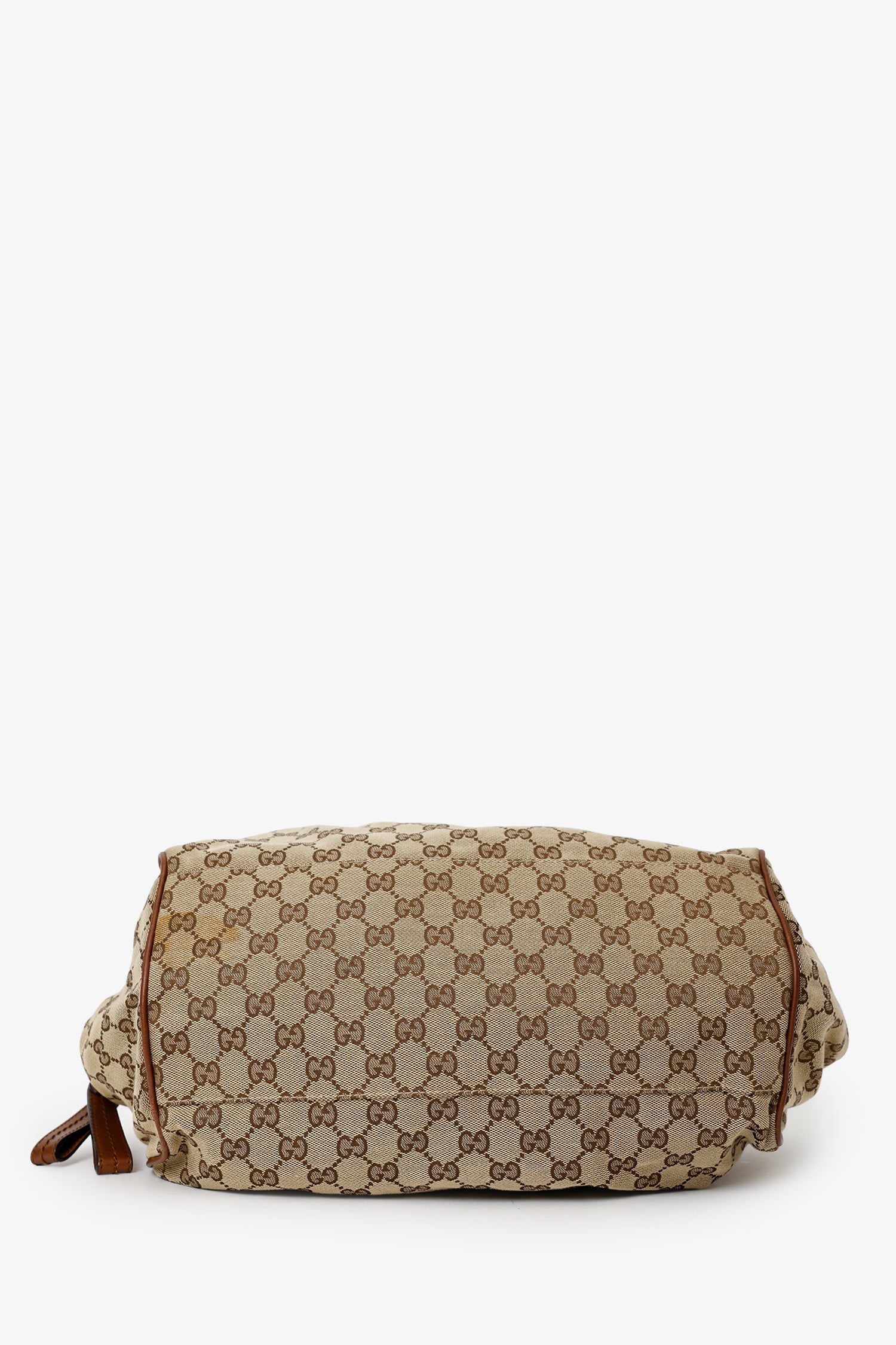 Gucci Beige/Brown GG Canvas Leather Trimmed Sukey Top Handle With Strap - Image 5
