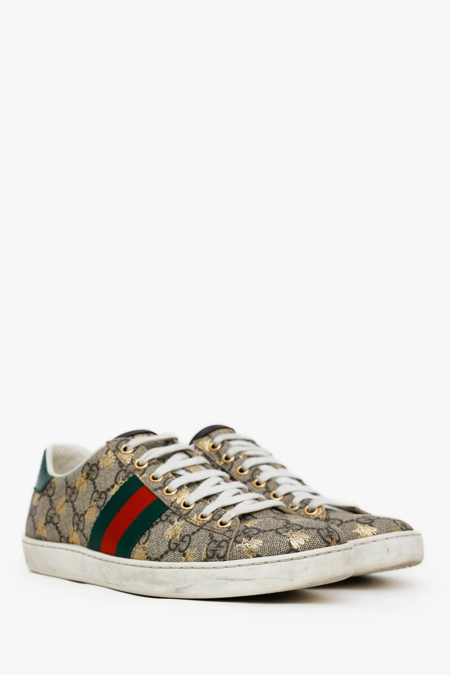 Gucci Beige/Brown GG Supreme Canvas Ace Bee Print Sneakers Size 37 - Image 2