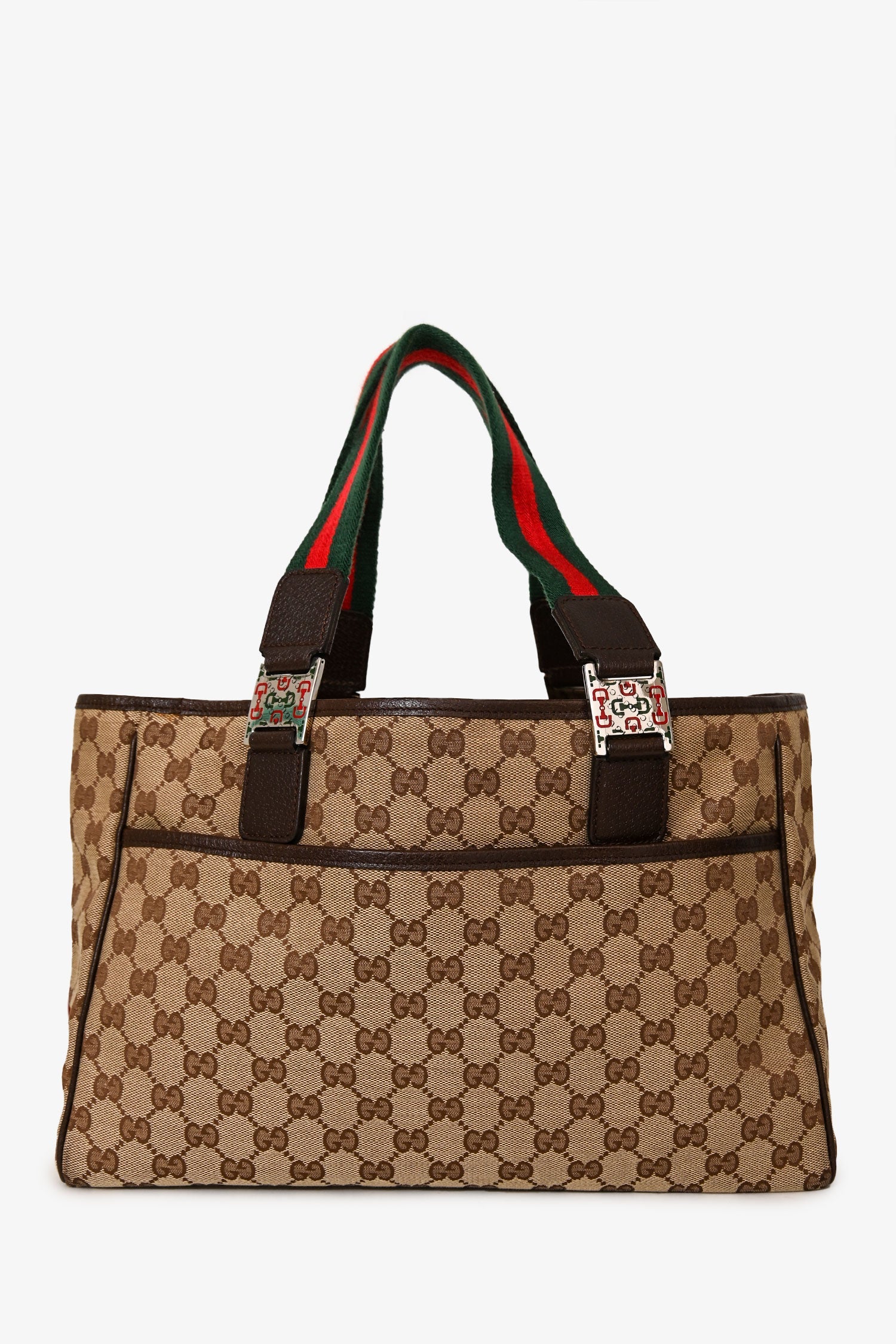 Gucci Beige GG Canvas Web Top Handle Pop Tote - Image 2