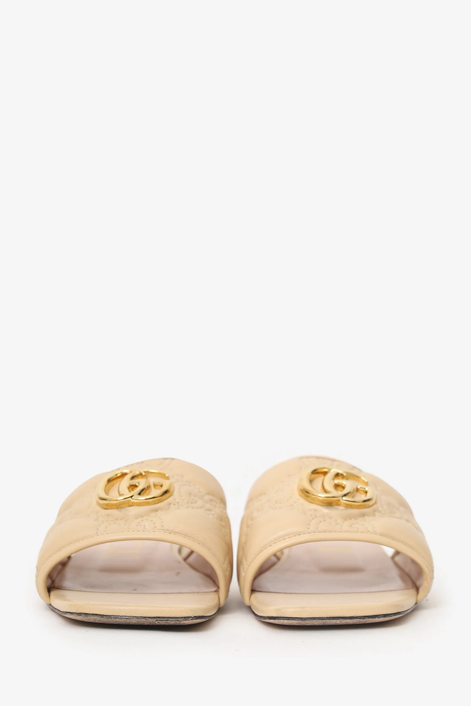 Gucci Beige GG Matelassé Leather Sandals Size 40.5 - Image 3