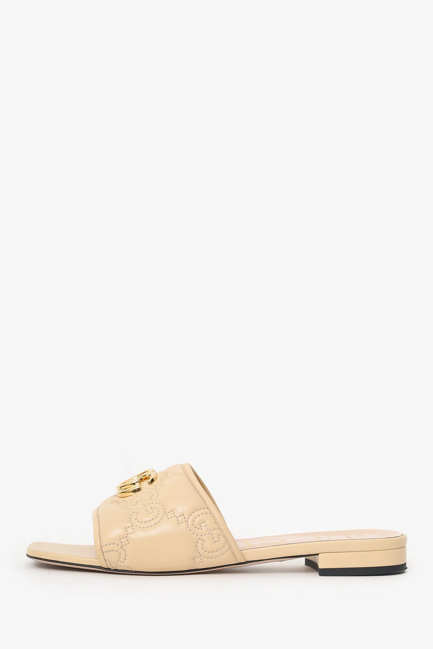 Gucci Beige GG Matelassé Leather Sandals Size 40.5 - Image 5