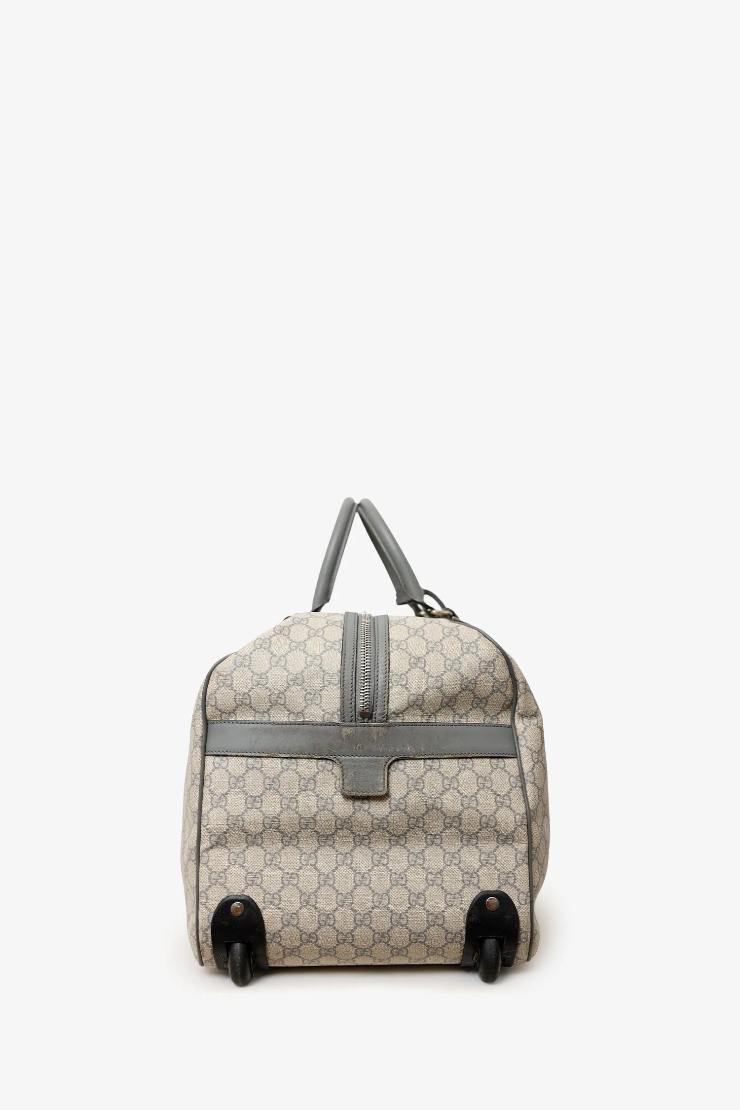 Gucci Beige GG Plus Monogram Large Carry On Duffle Trolley - Image 4