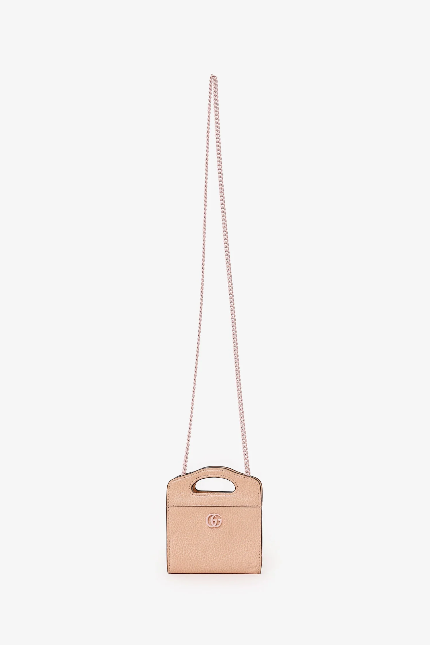 Gucci Beige Leather GG Marmont Mini Card Holder With Chain - Image 7