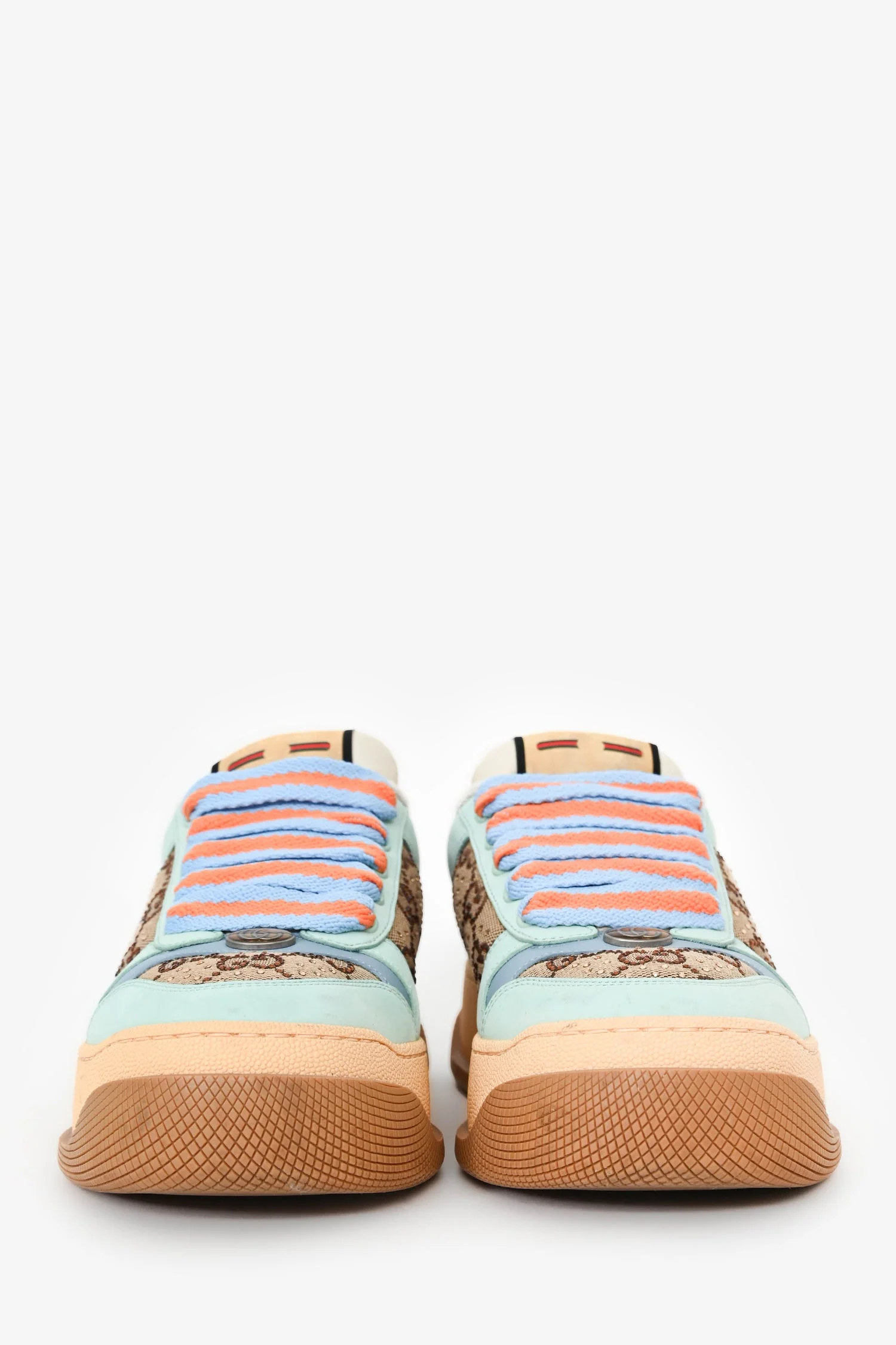 Gucci Beige/Light Blue GG Supreme Screener Sneakers Size 36 - Image 3