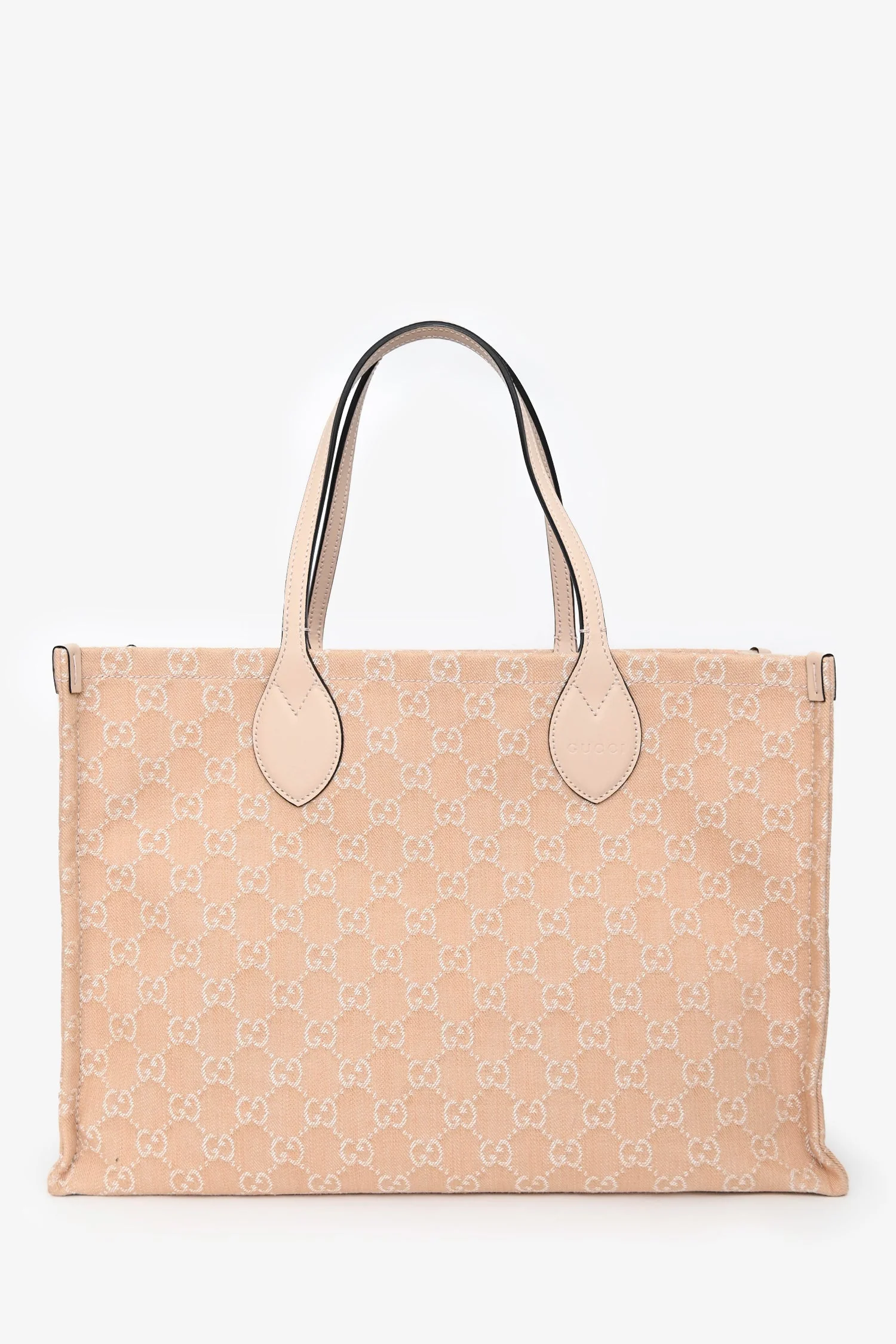 Gucci Beige Monogram Denim Ophidia Large Shopper Tote with Pouch - Image 2