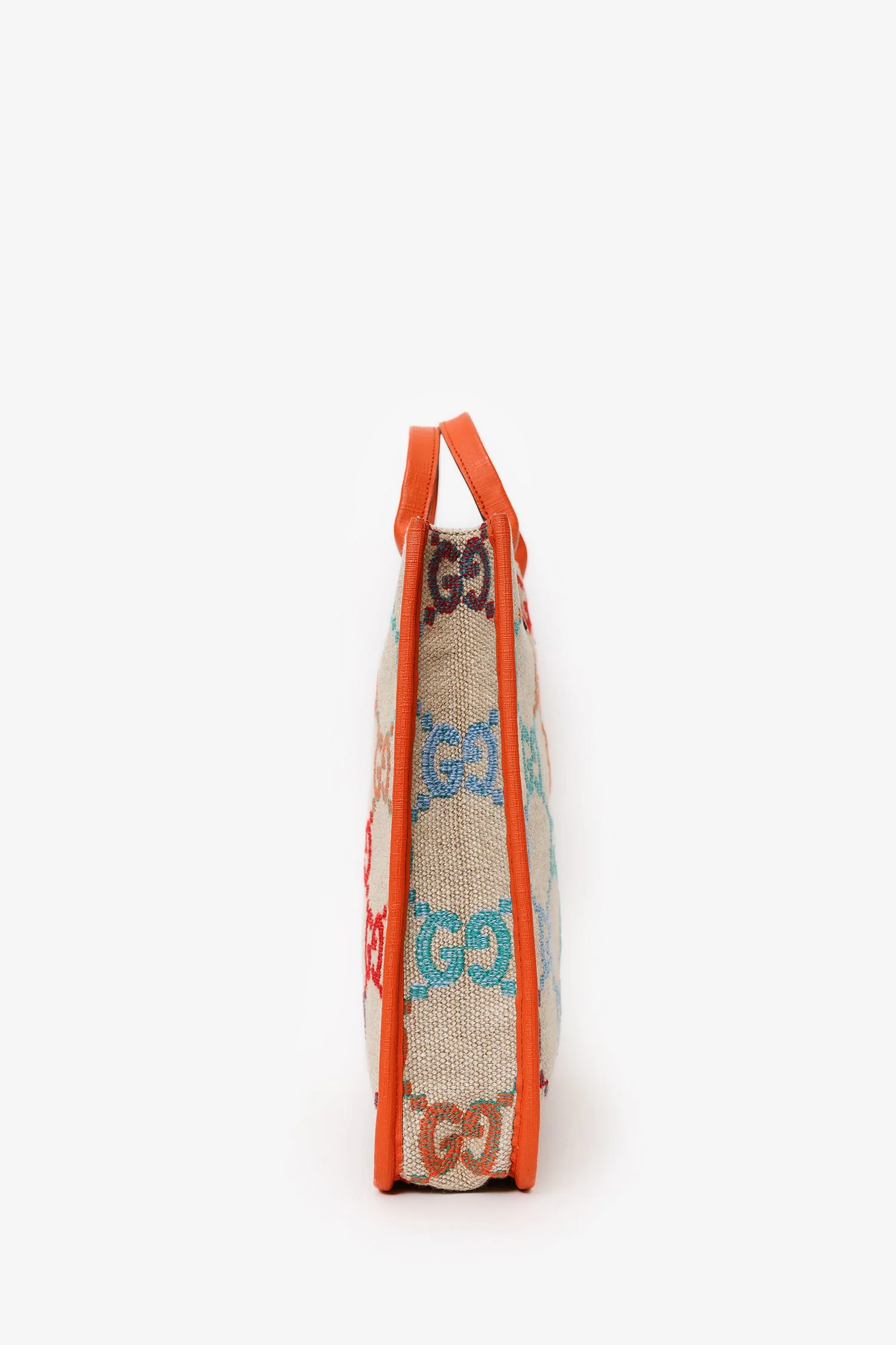 Gucci Beige/Orange Rainbow Gradient Logo Flax Tote - Image 3