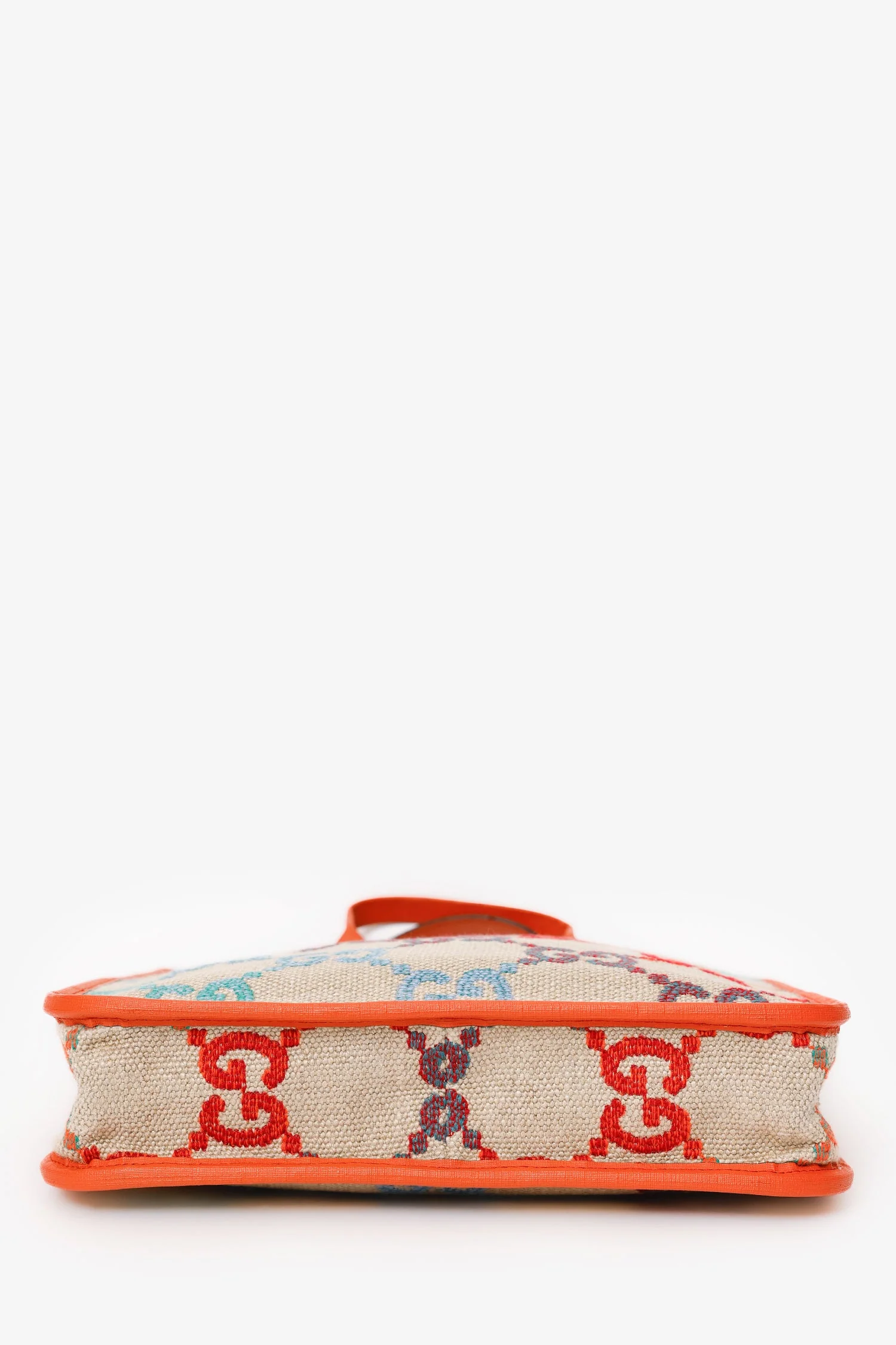 Gucci Beige/Orange Rainbow Gradient Logo Flax Tote - Image 5