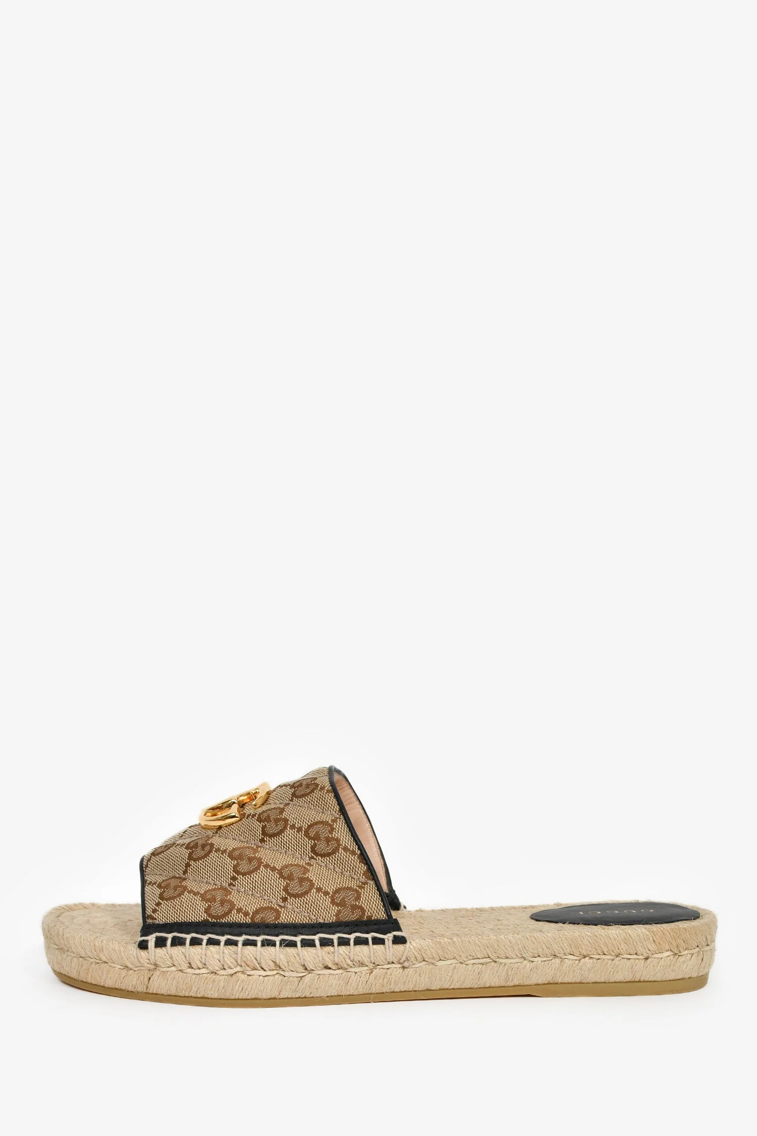 Gucci Beige Padded Monogram GG Raffia Sandals Size 41 - Image 4
