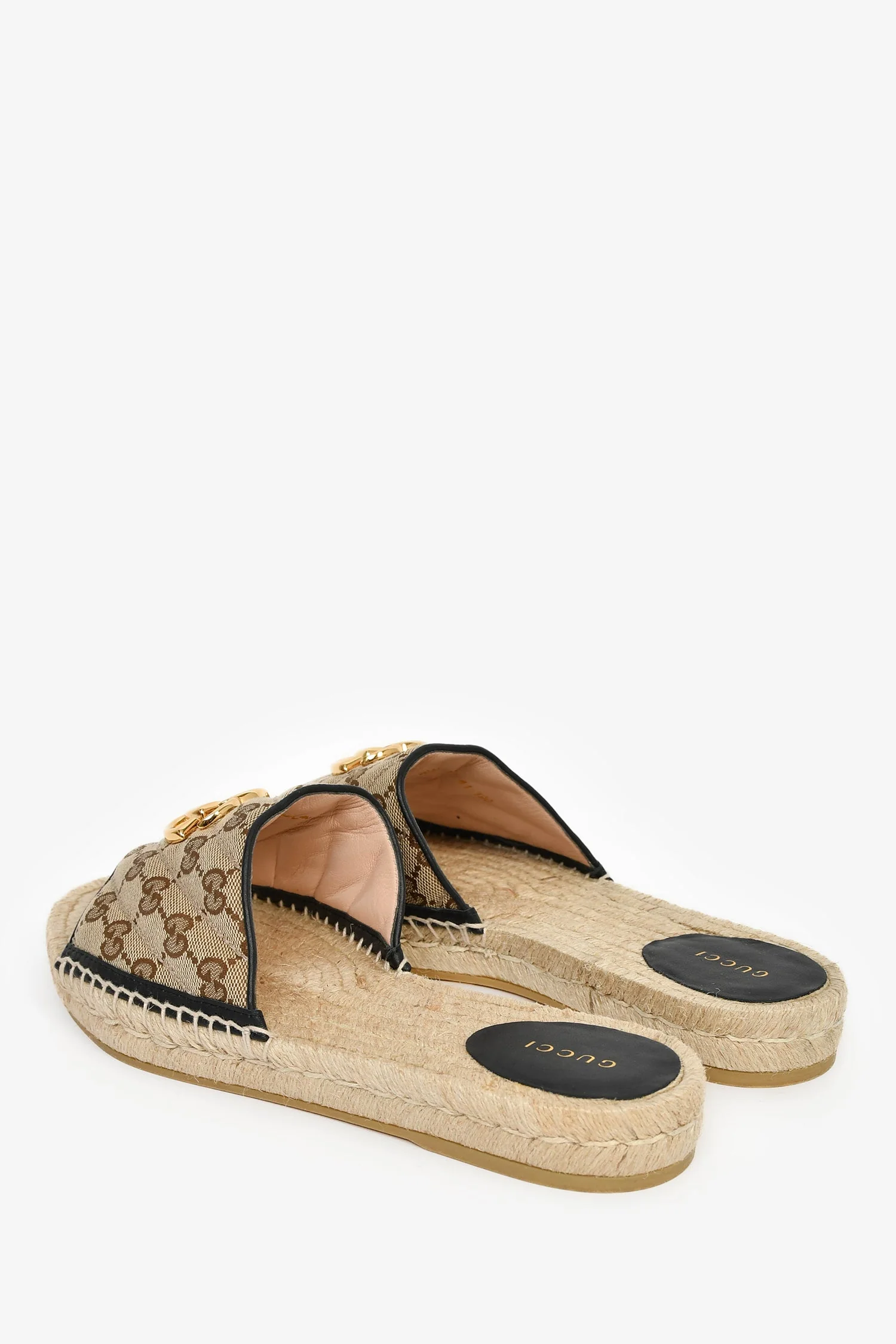 Gucci Beige Padded Monogram GG Raffia Sandals Size 41 - Image 5