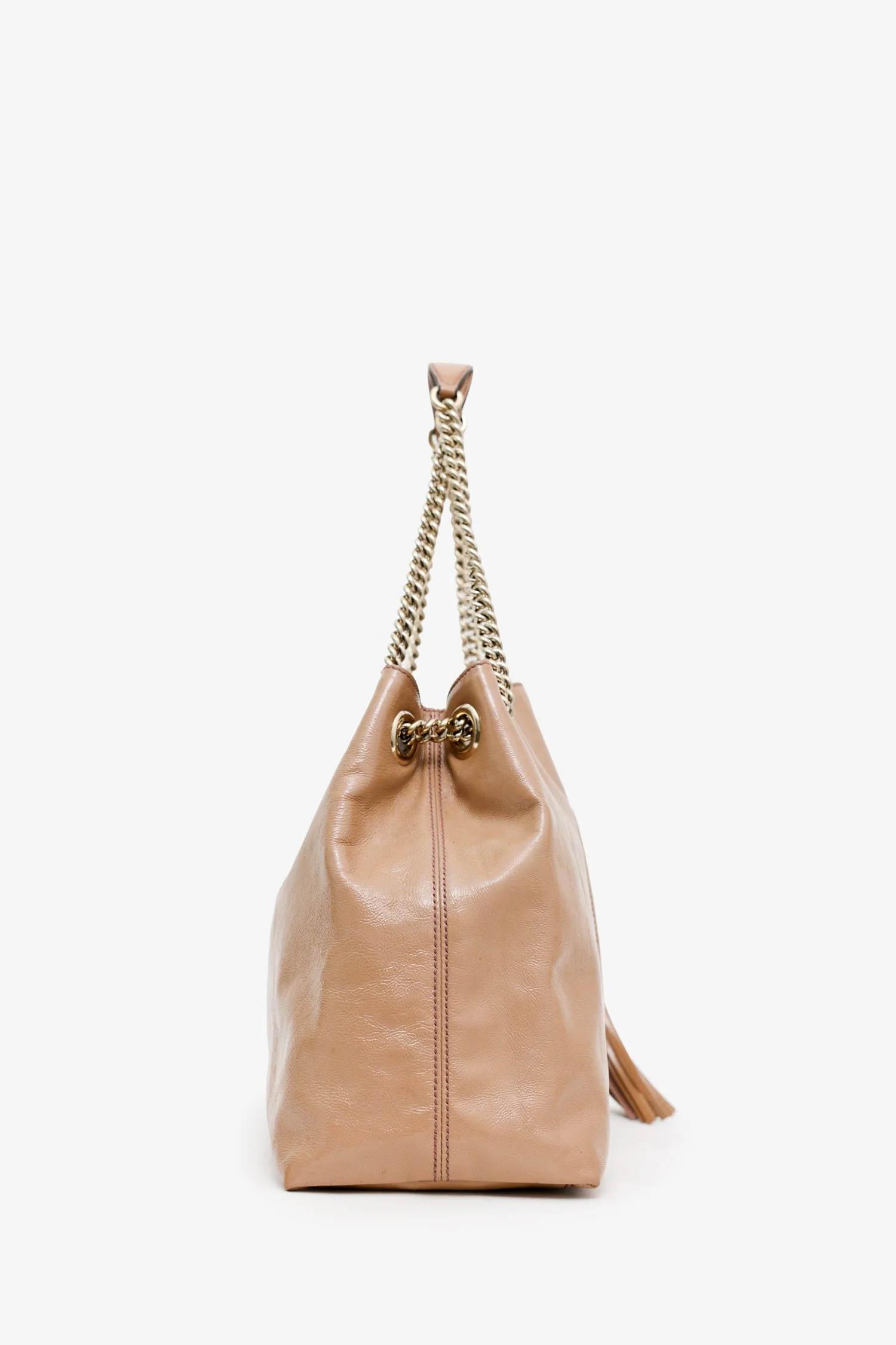 Gucci Beige Patent Leather Interlocking G Soho Medium Shoulder Bag - Image 3