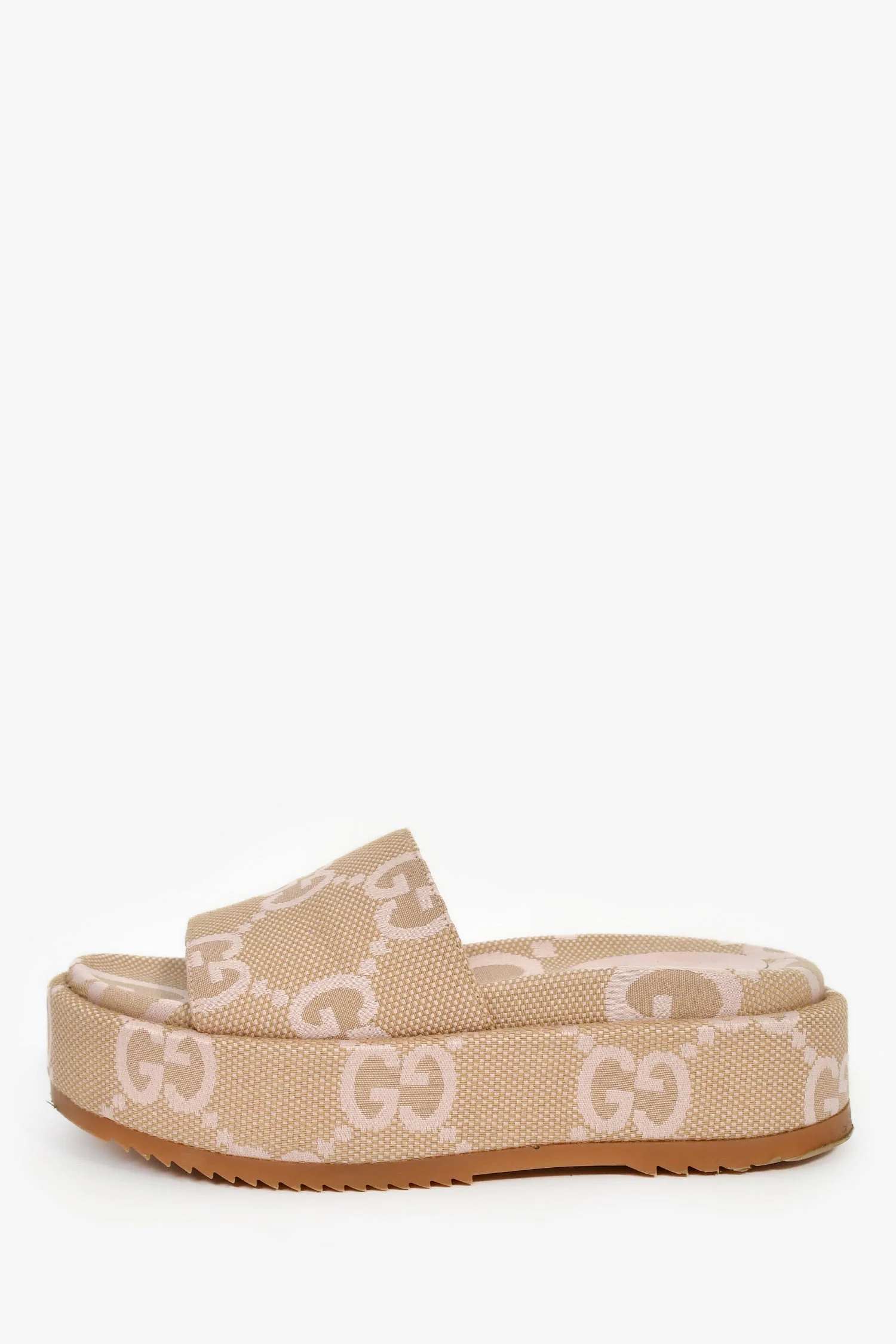 Gucci Beige/Pink GG Monogram Canvas Platform Sandals Size 35 - Image 4