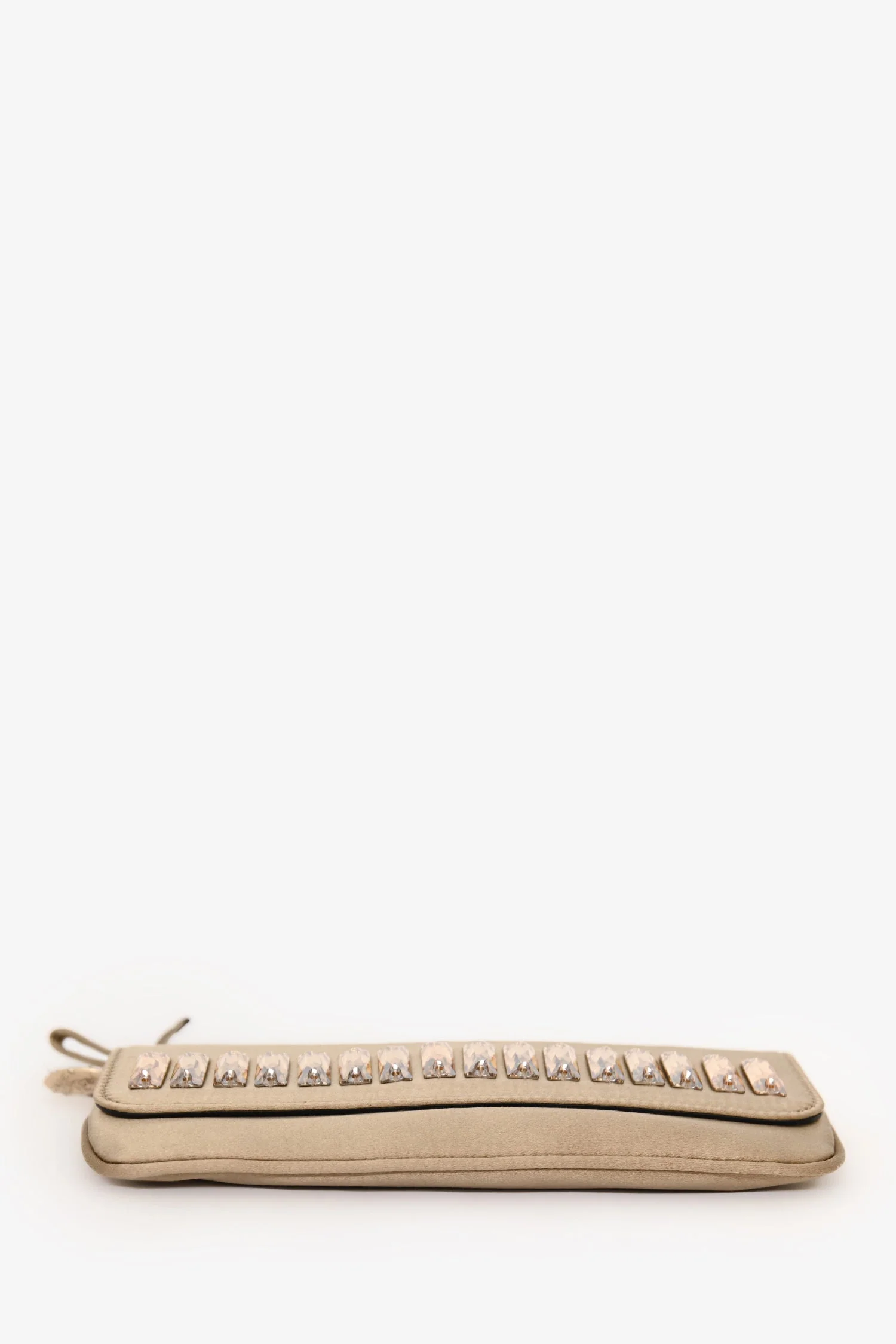 Gucci Beige Satin Crystal Embellished Clutch - Image 5