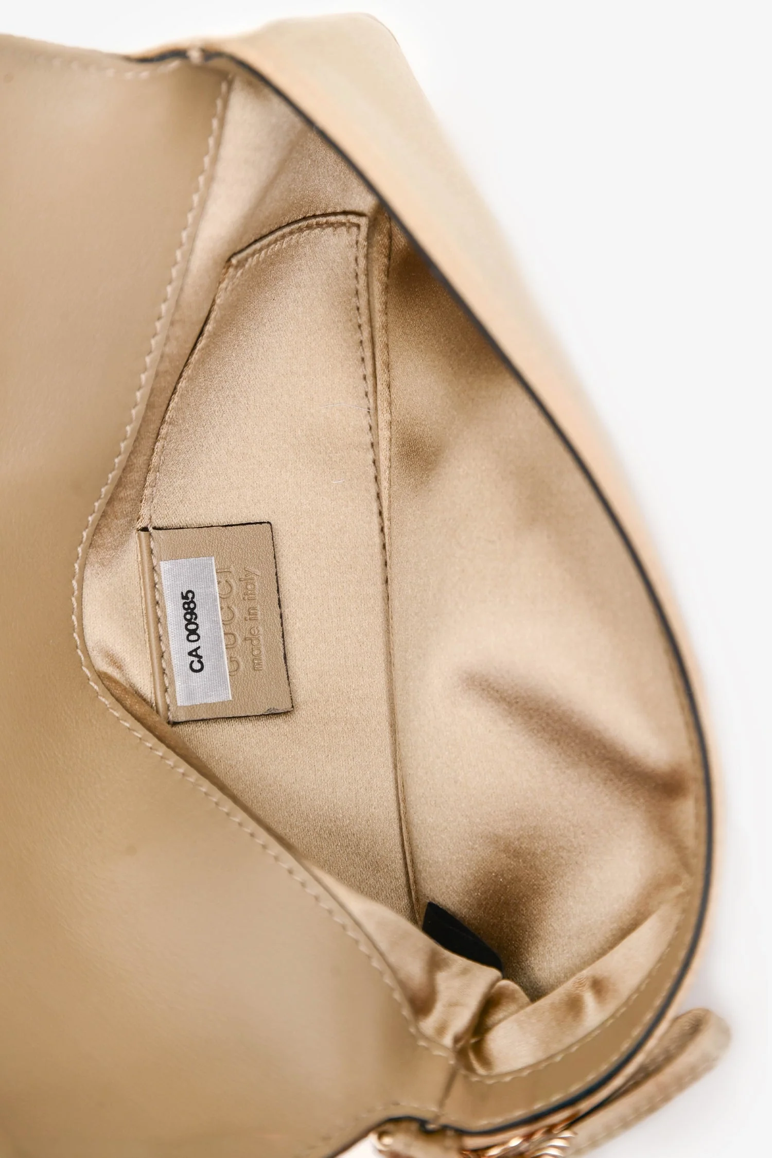 Gucci Beige Satin Crystal Embellished Clutch - Image 6