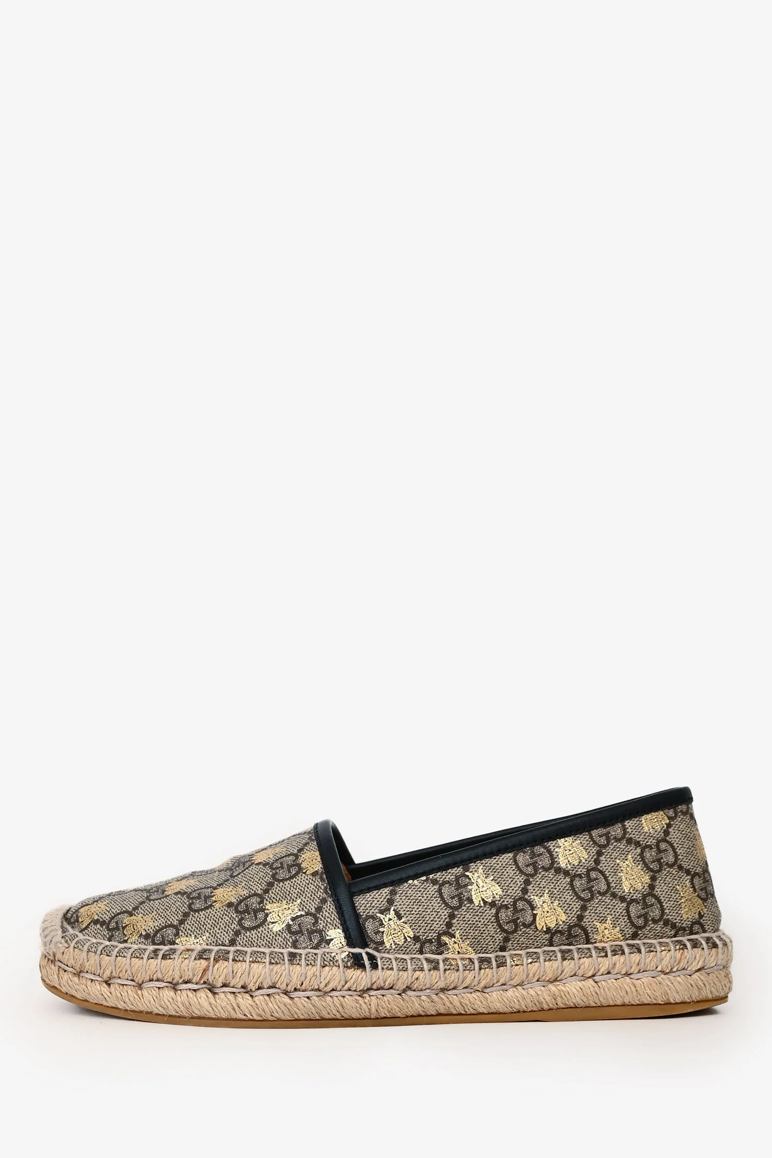 Gucci Beige Supreme Bee Print Coated Canvas Espadrilles Size 37.5 - Image 4