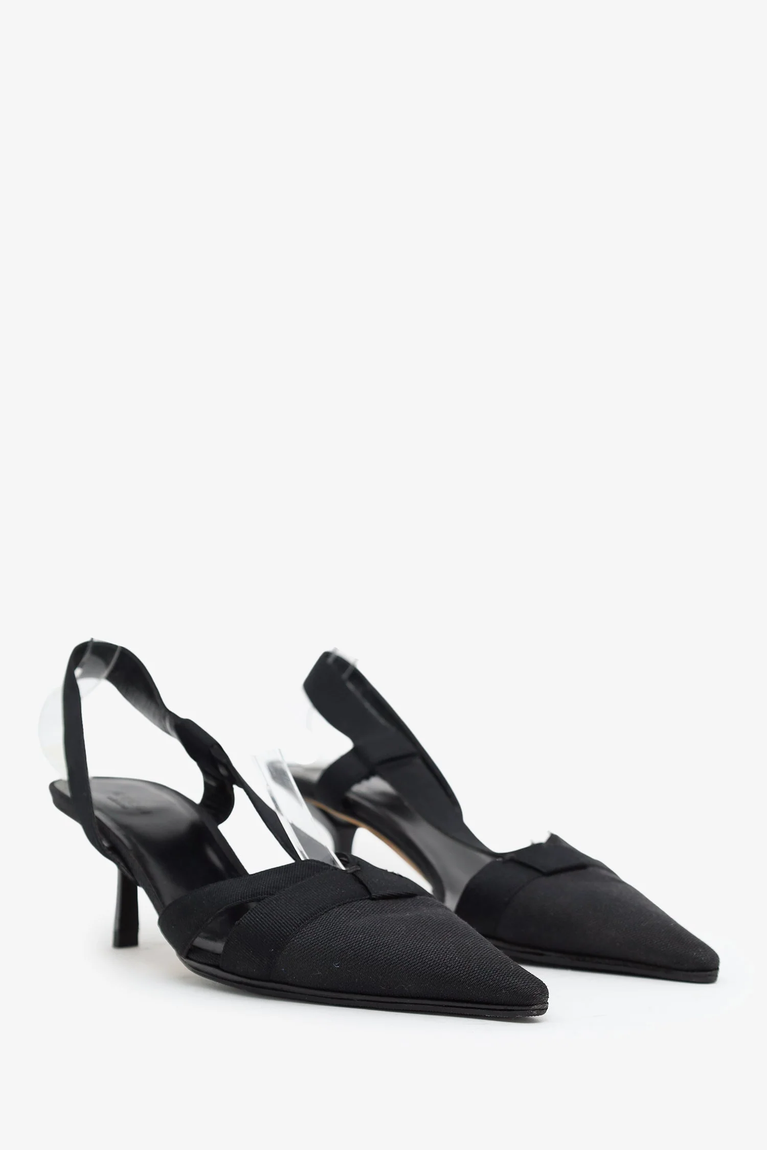 Gucci Black Canvas Slingback Pumps Size 8 - Image 2