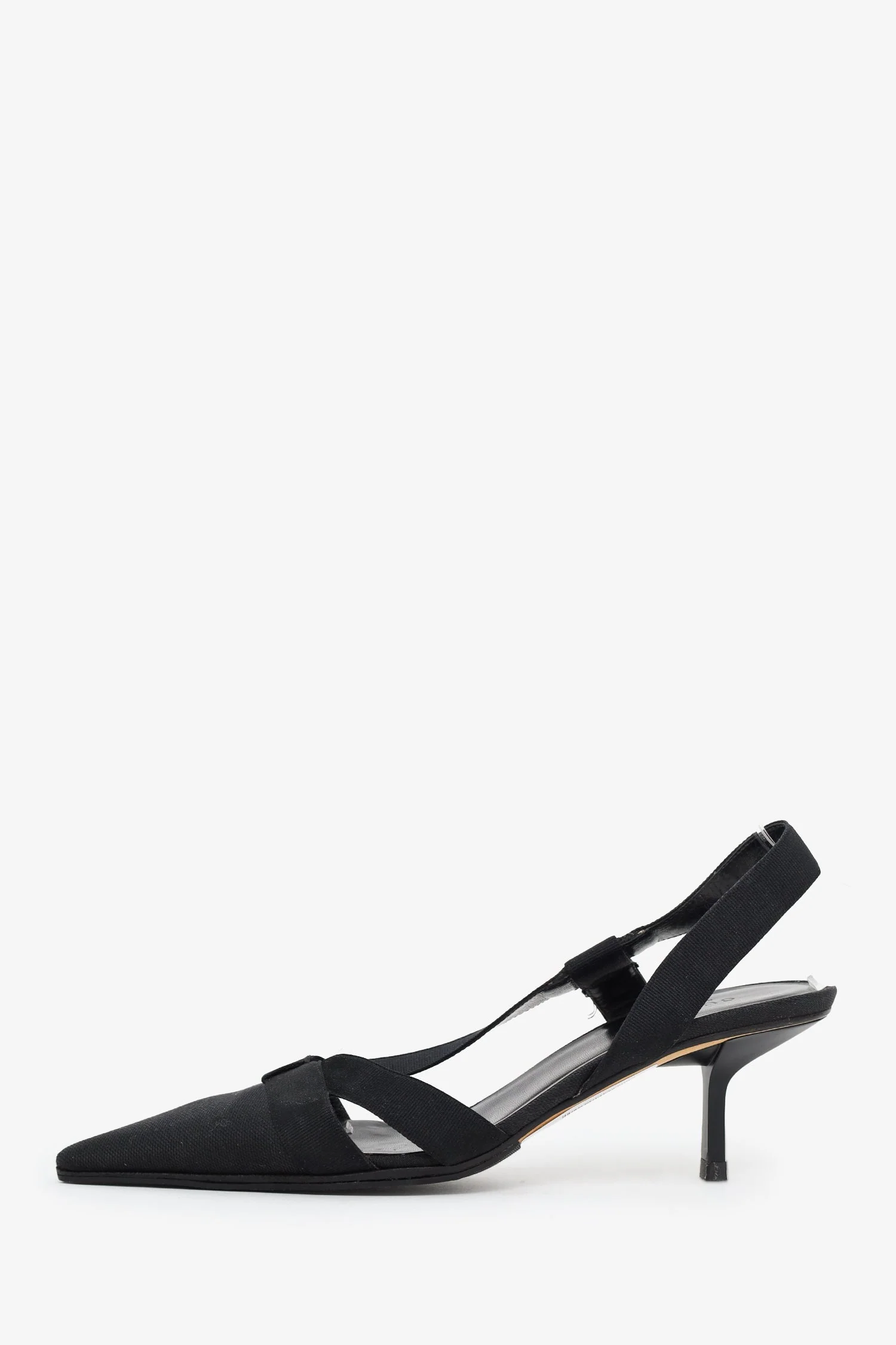 Gucci Black Canvas Slingback Pumps Size 8 - Image 4