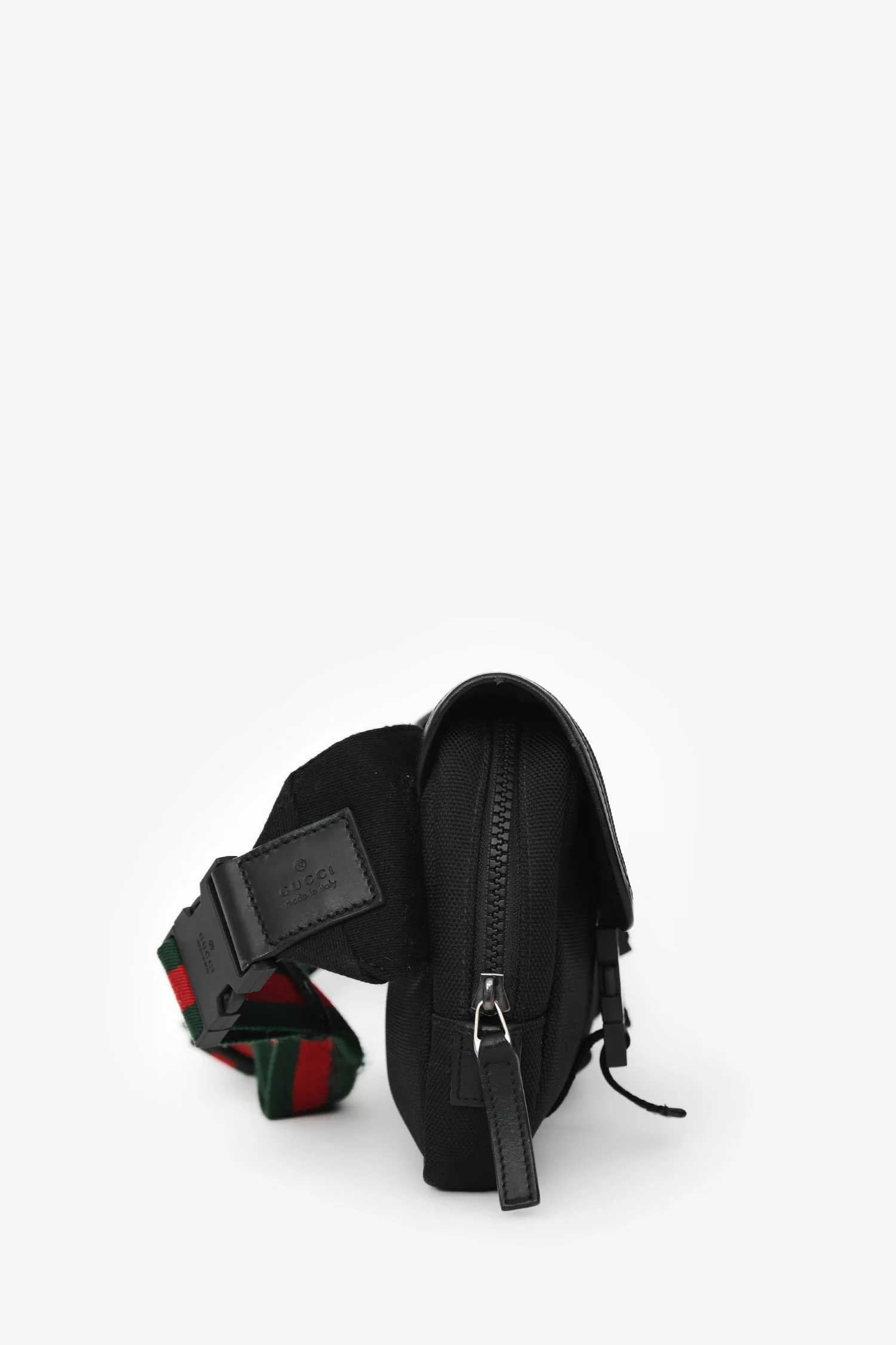 Gucci Black Canvas Web Strap Belt Bag - Image 4