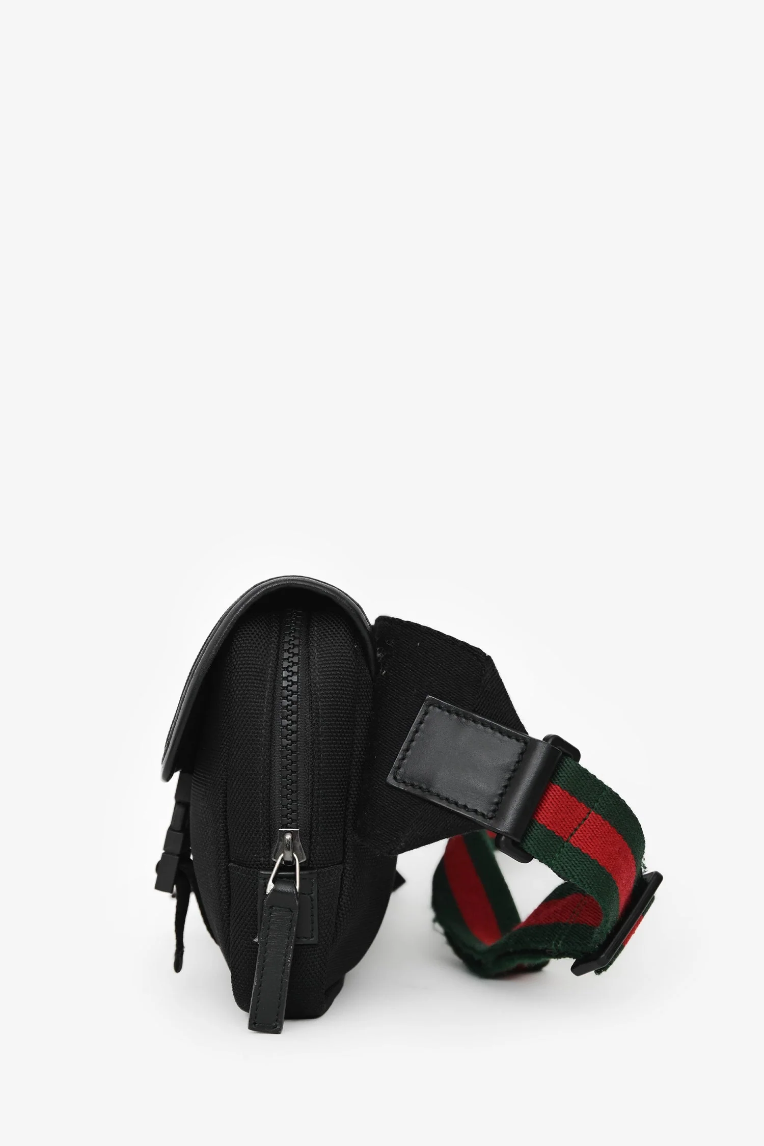 Gucci Black Canvas Web Strap Belt Bag - Image 5