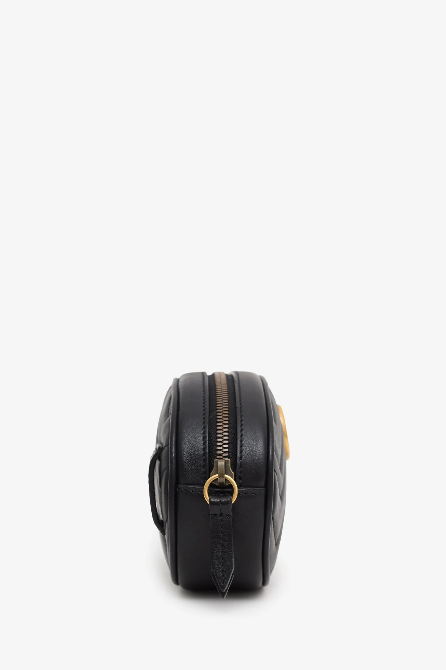 Gucci Black Chevron Leather Marmont Belt Bag - Image 3