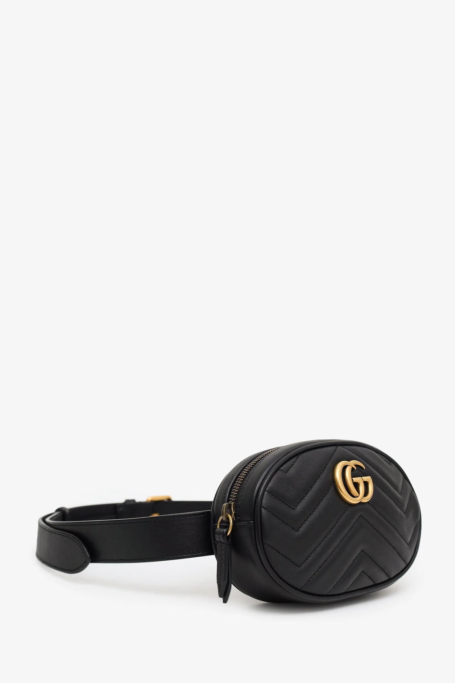Gucci Black Chevron Leather Marmont Belt Bag - Image 6
