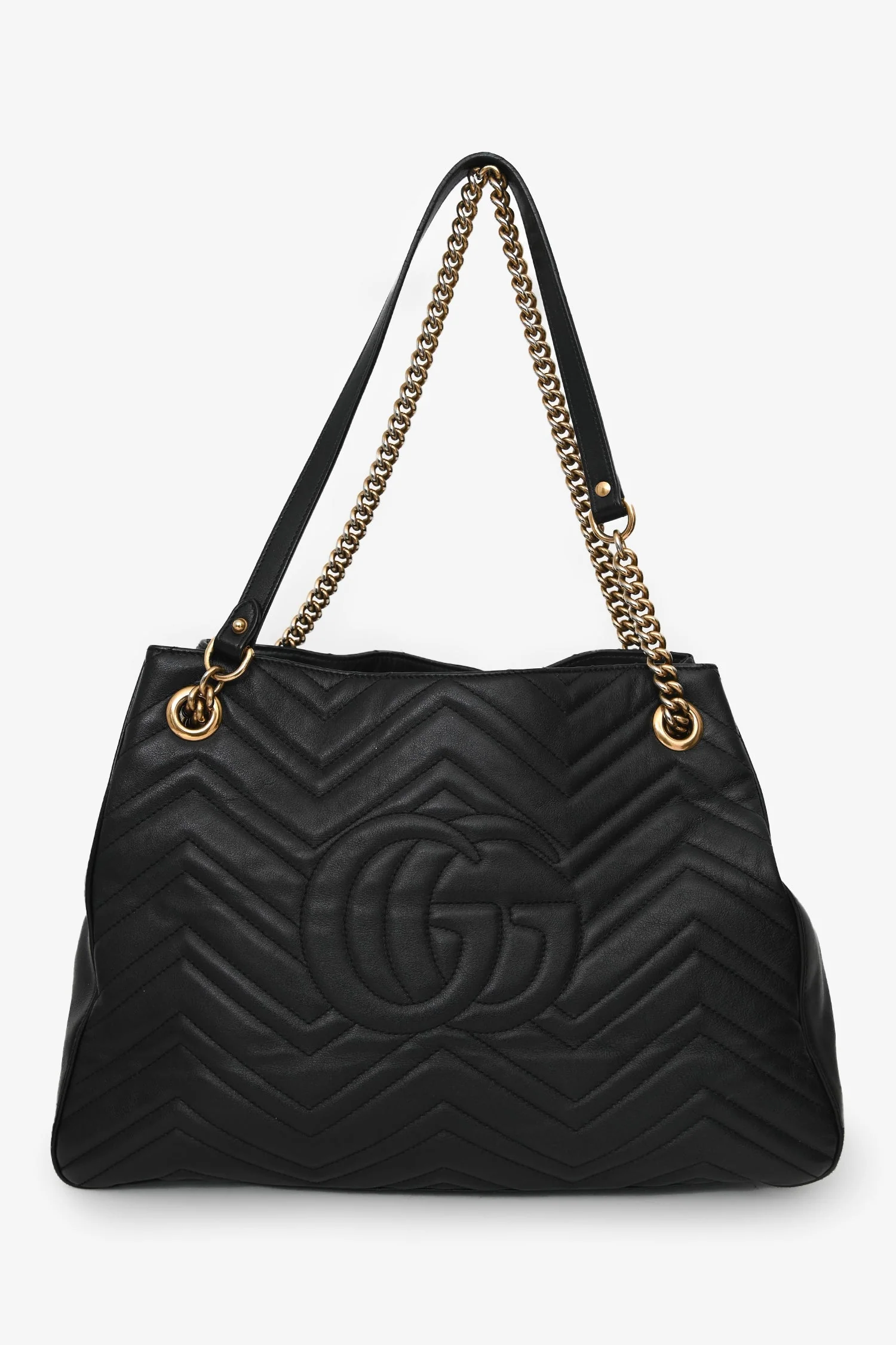 Gucci Black Chevron Leather Marmont Tote Bag - Image 2