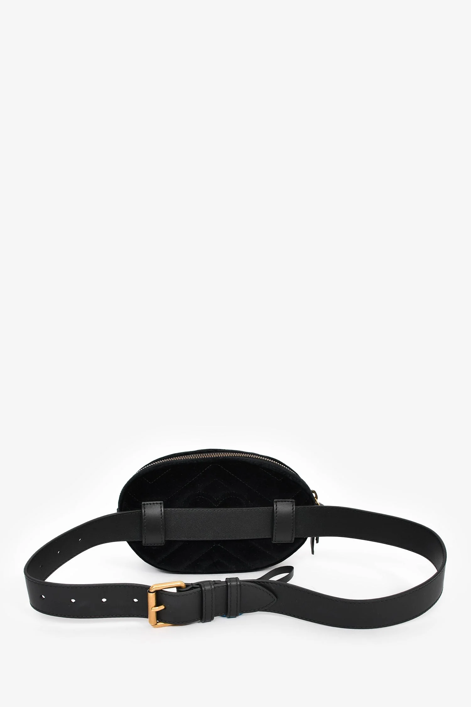 Gucci Black Chevron Velvet Marmont Belt Bag - Image 2