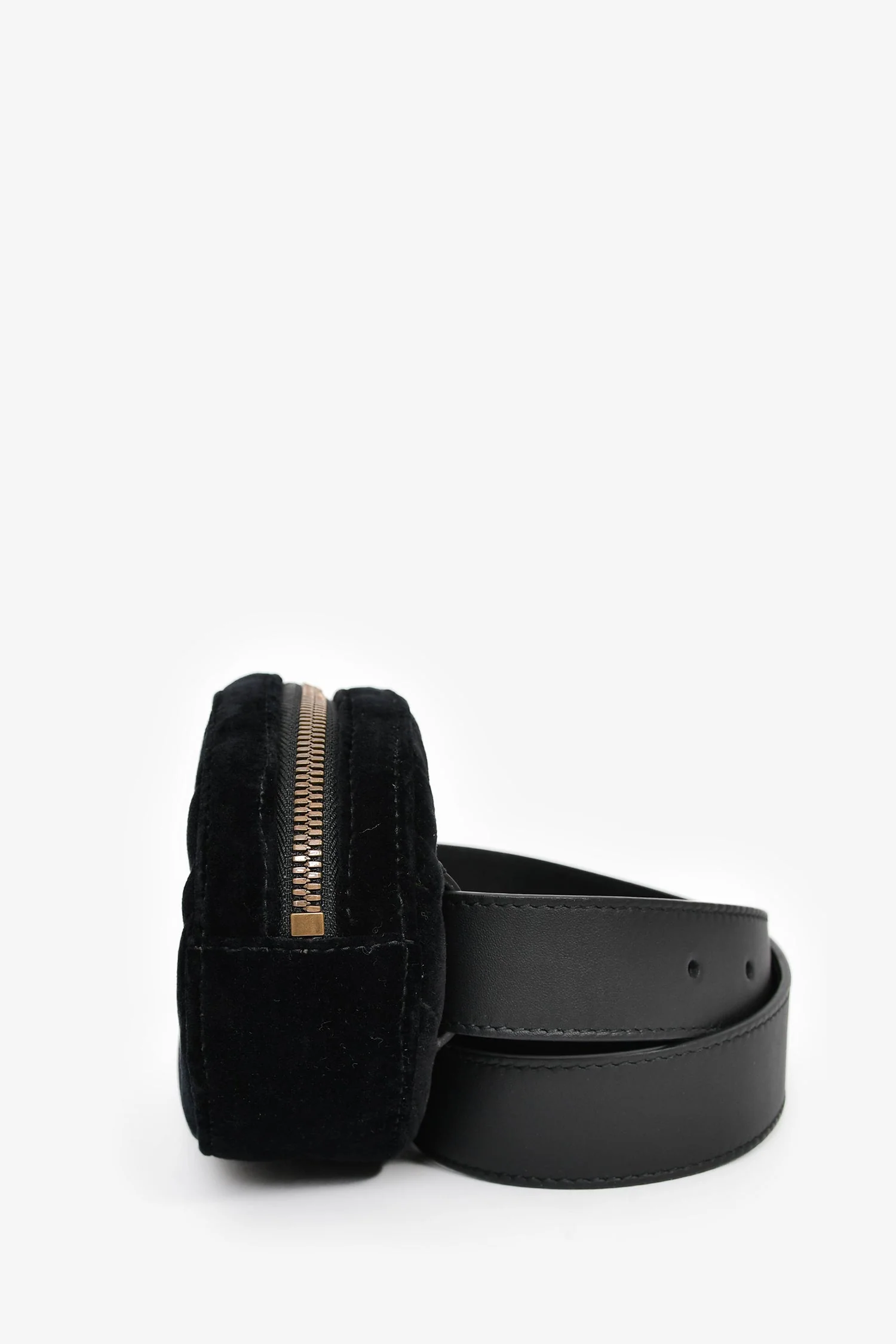 Gucci Black Chevron Velvet Marmont Belt Bag - Image 3