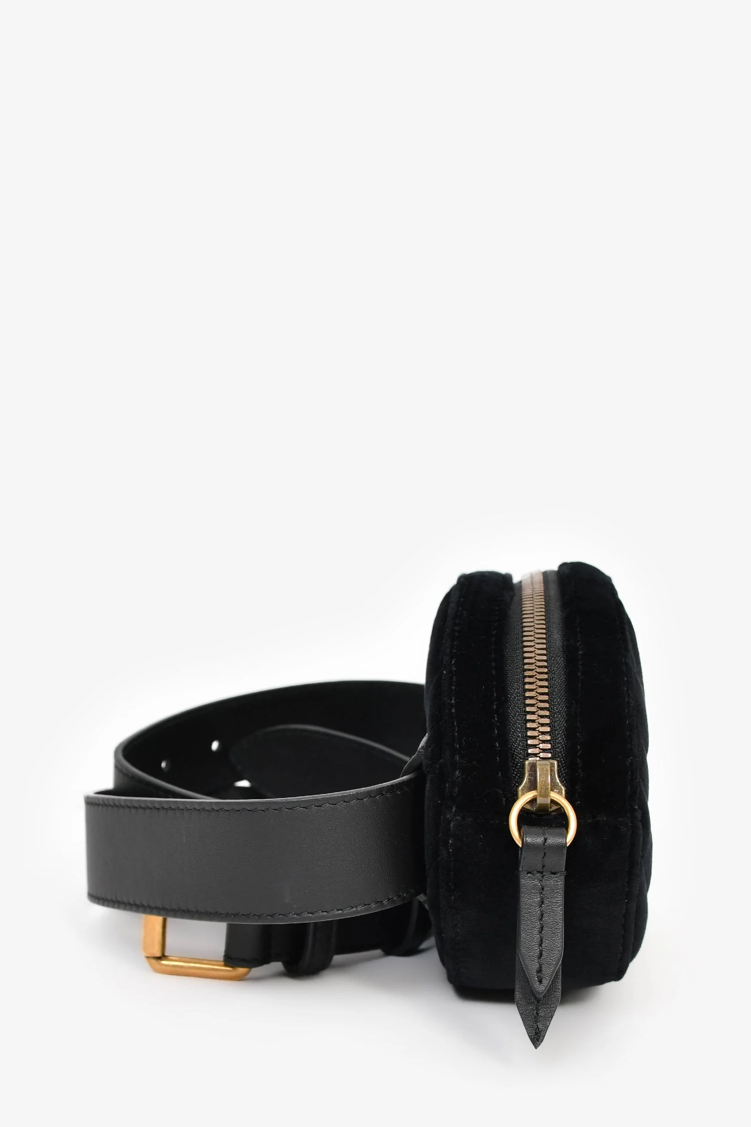 Gucci Black Chevron Velvet Marmont Belt Bag - Image 4