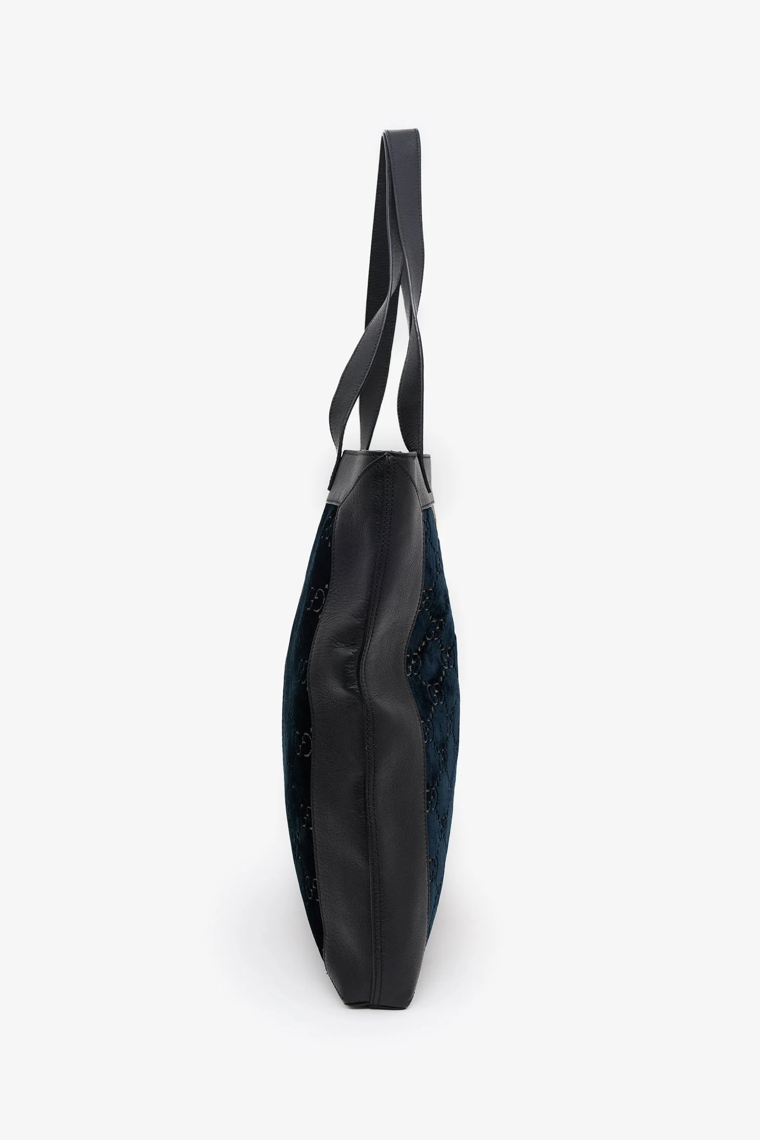 Gucci Black/Dark Green Velvet/Leather Ophidia Shopper Tote - Image 3