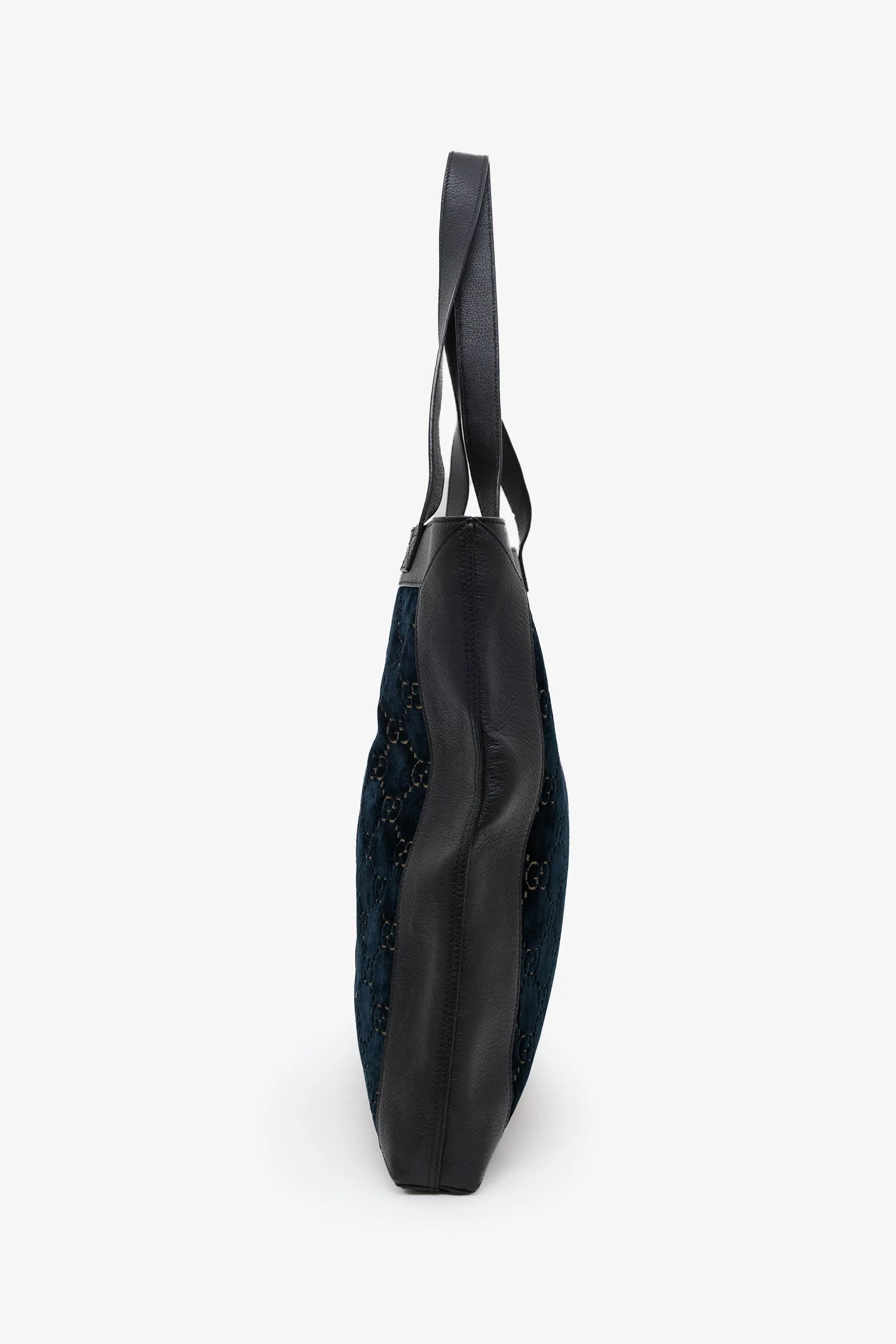 Gucci Black/Dark Green Velvet/Leather Ophidia Shopper Tote - Image 4
