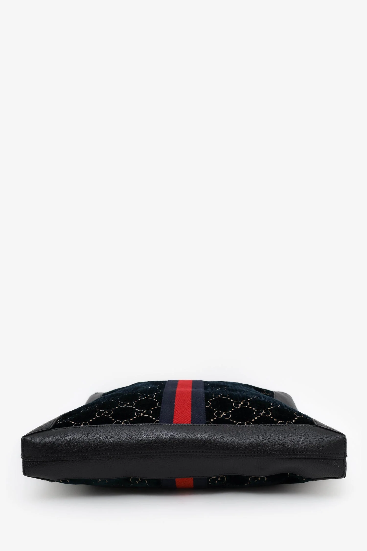 Gucci Black/Dark Green Velvet/Leather Ophidia Shopper Tote - Image 5