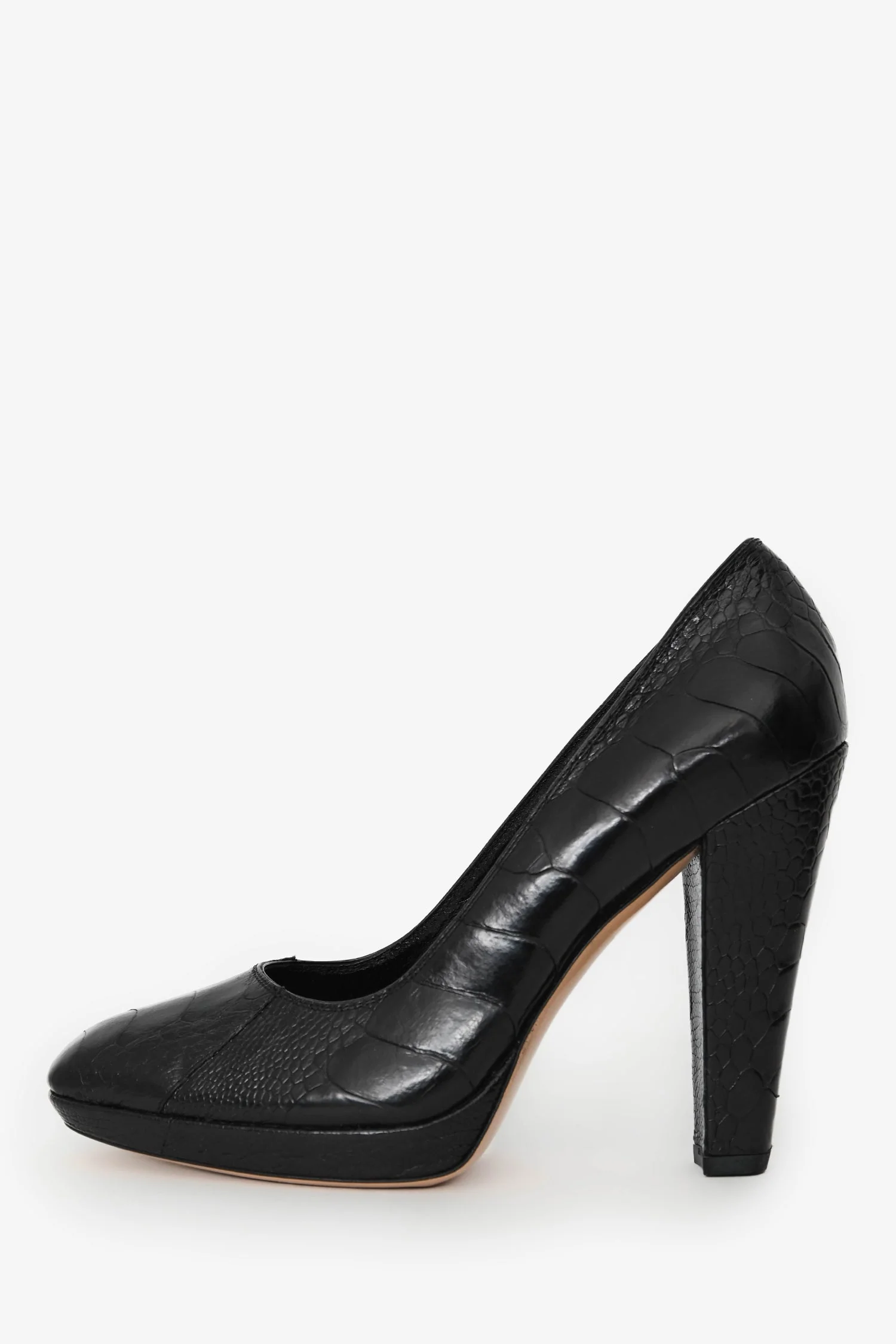Gucci Black Embossed Leather Heels Size 6.5 - Image 4