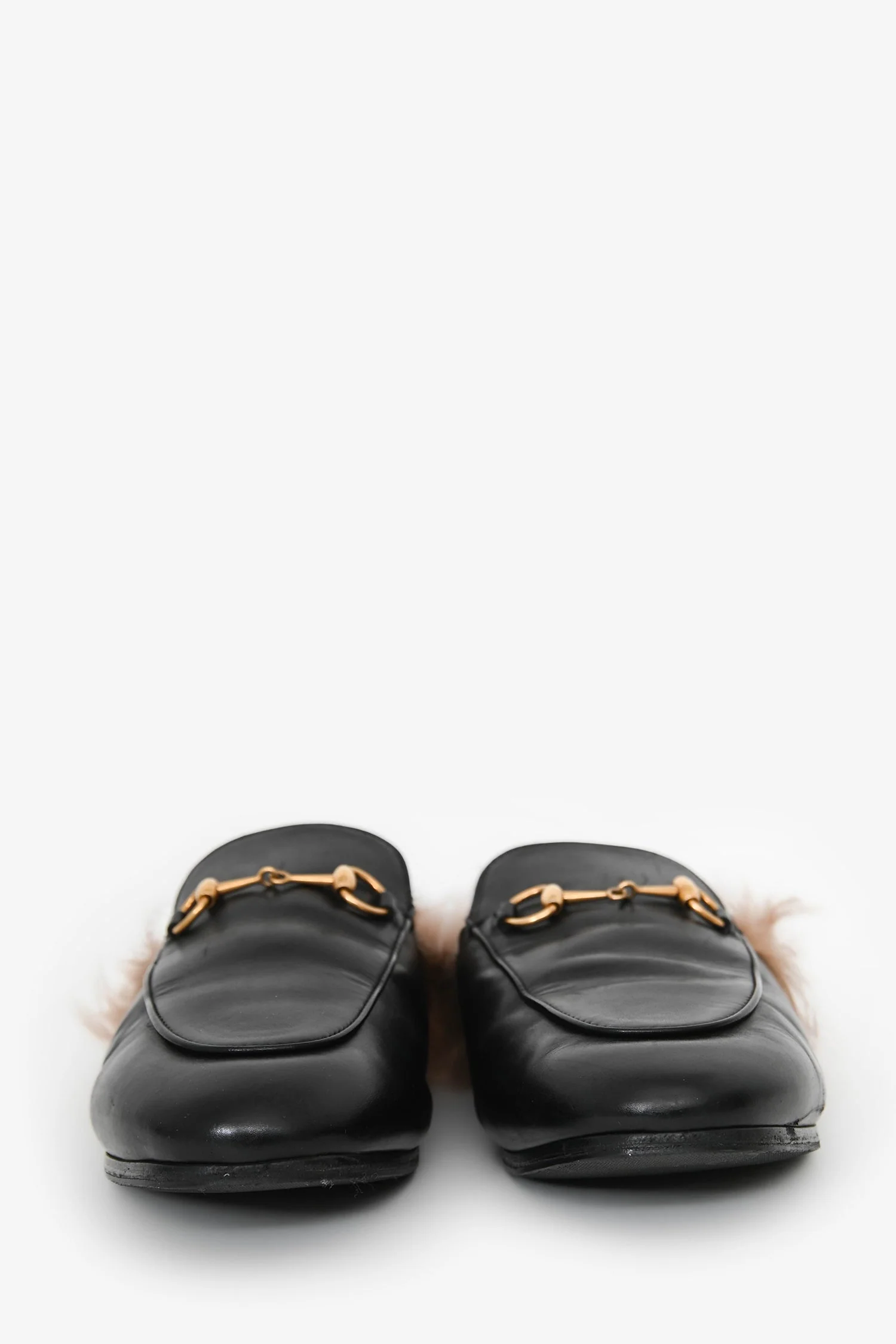 Gucci Black Fur Horsebit Princetown Slides Size 40 - Image 4