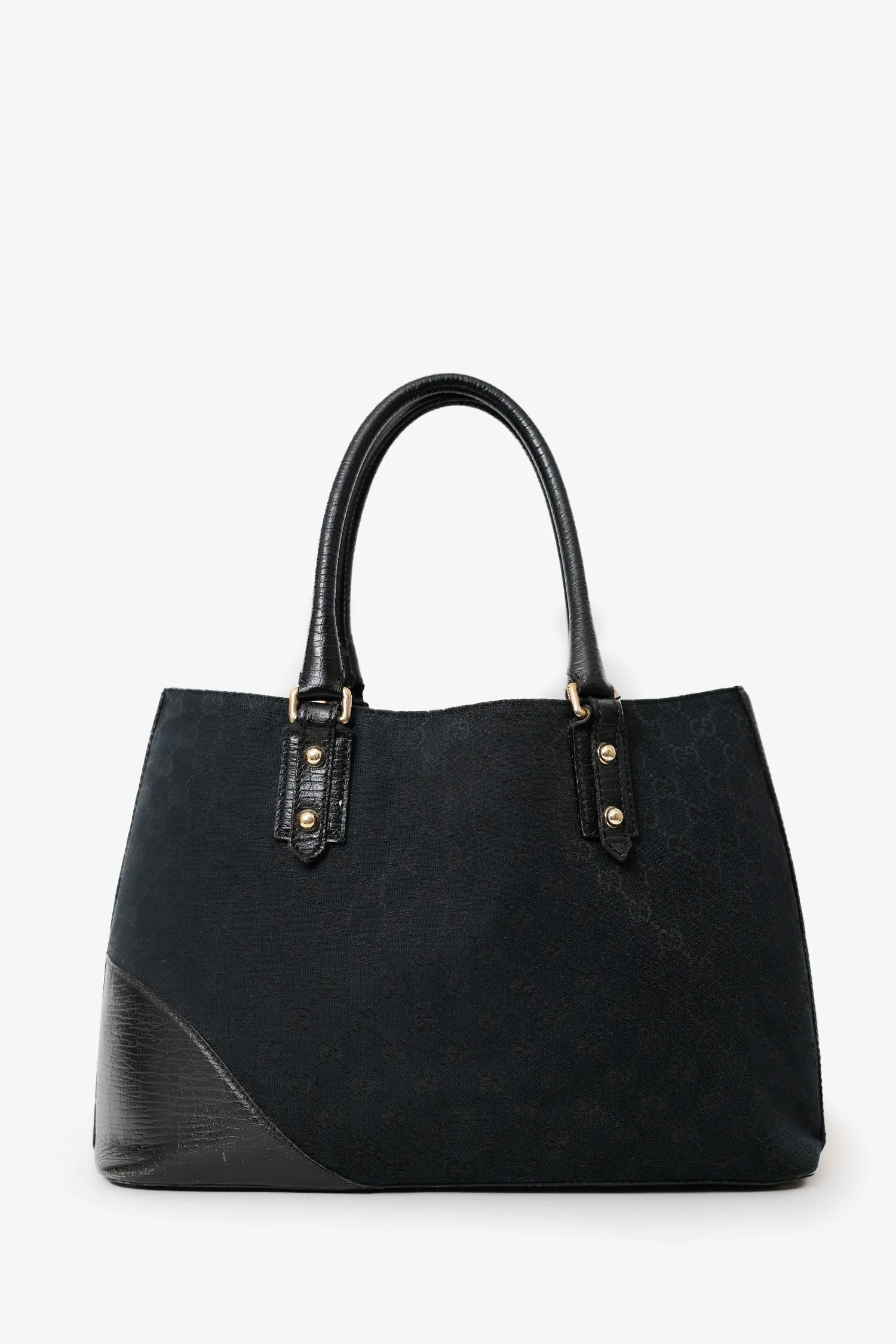 Gucci Black GG Canvas Horsebit Tote Bag - Image 2