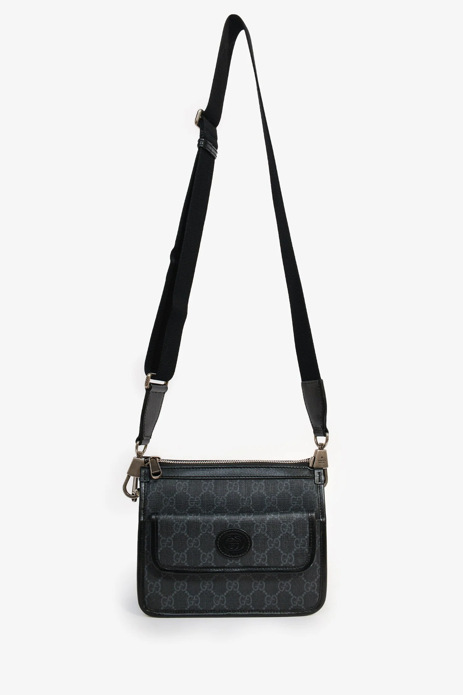 Gucci Black GG Canvas Messenger Bag - Image 8