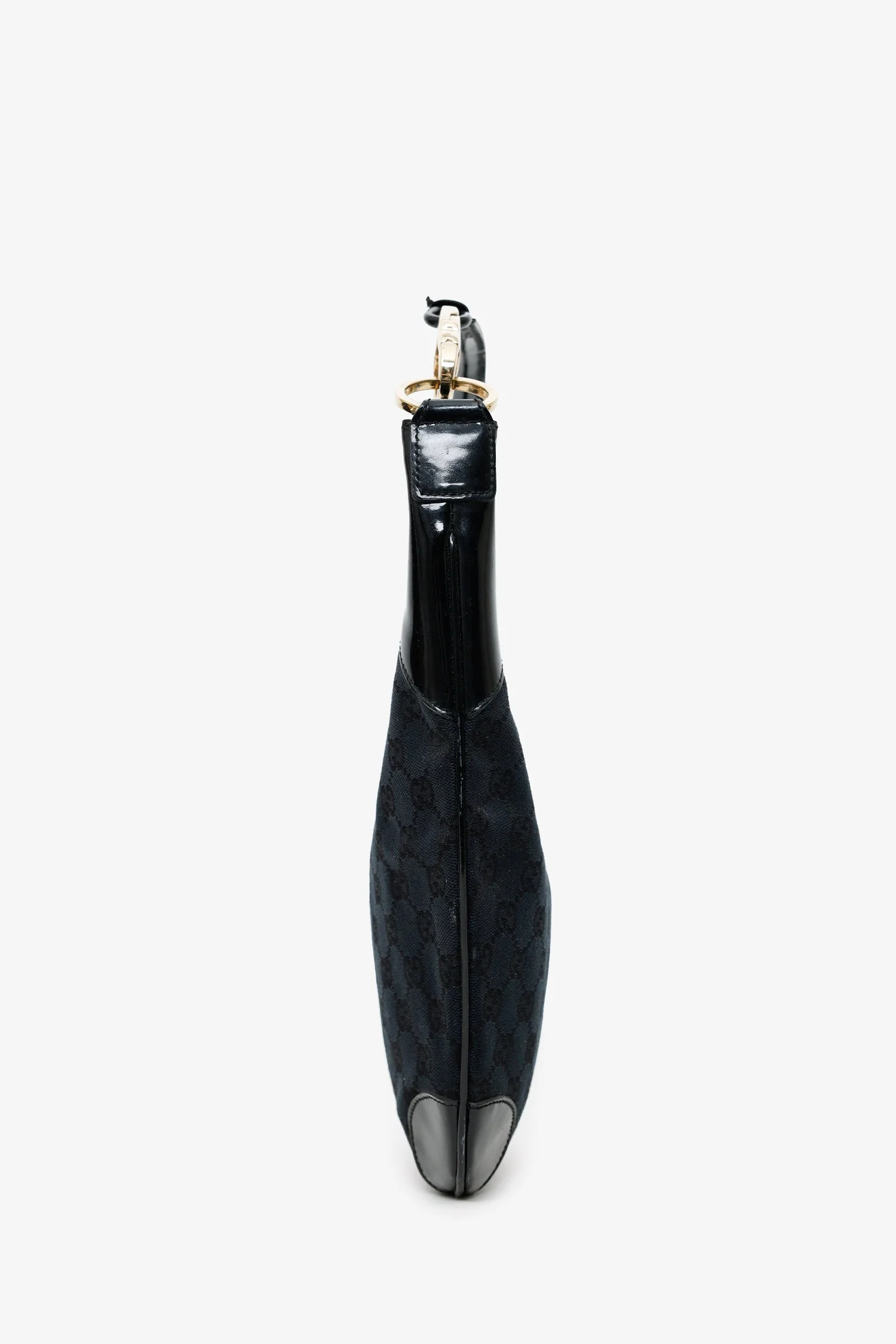 Gucci Black GG Canvas/Patent Leather Clip Hobo - Image 4