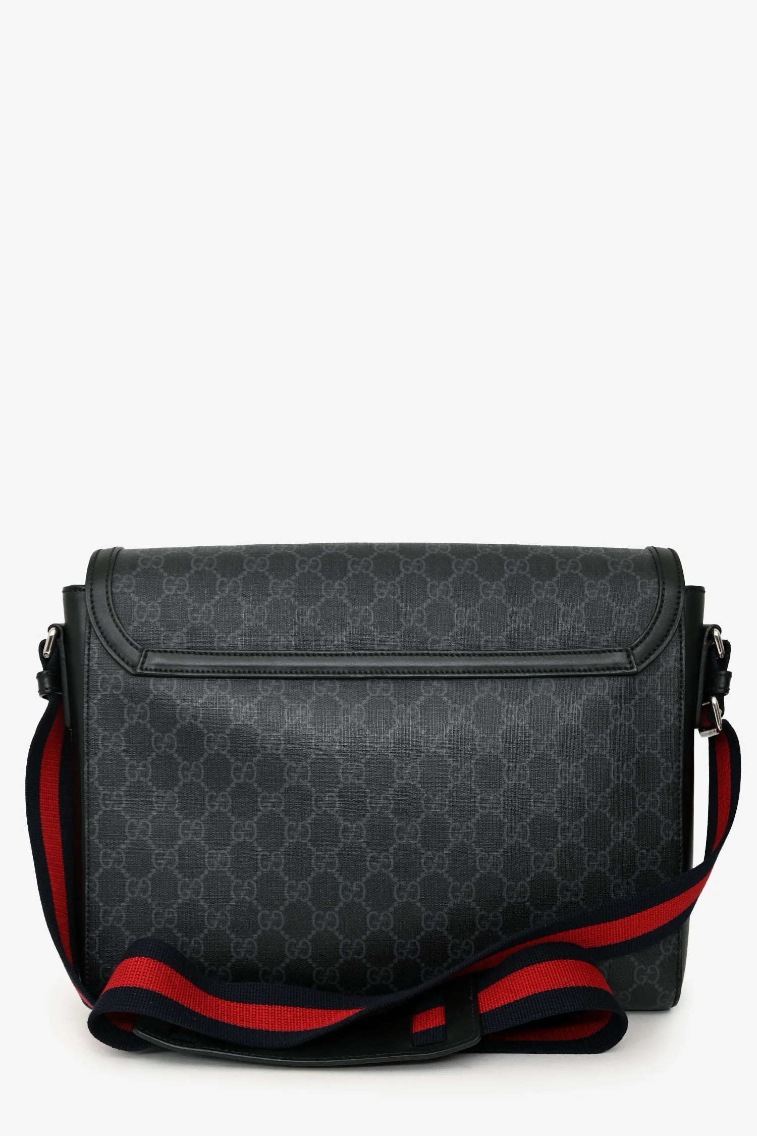 Gucci Black GG Cupreme Flap Web Strap Messenger Bag - Image 2